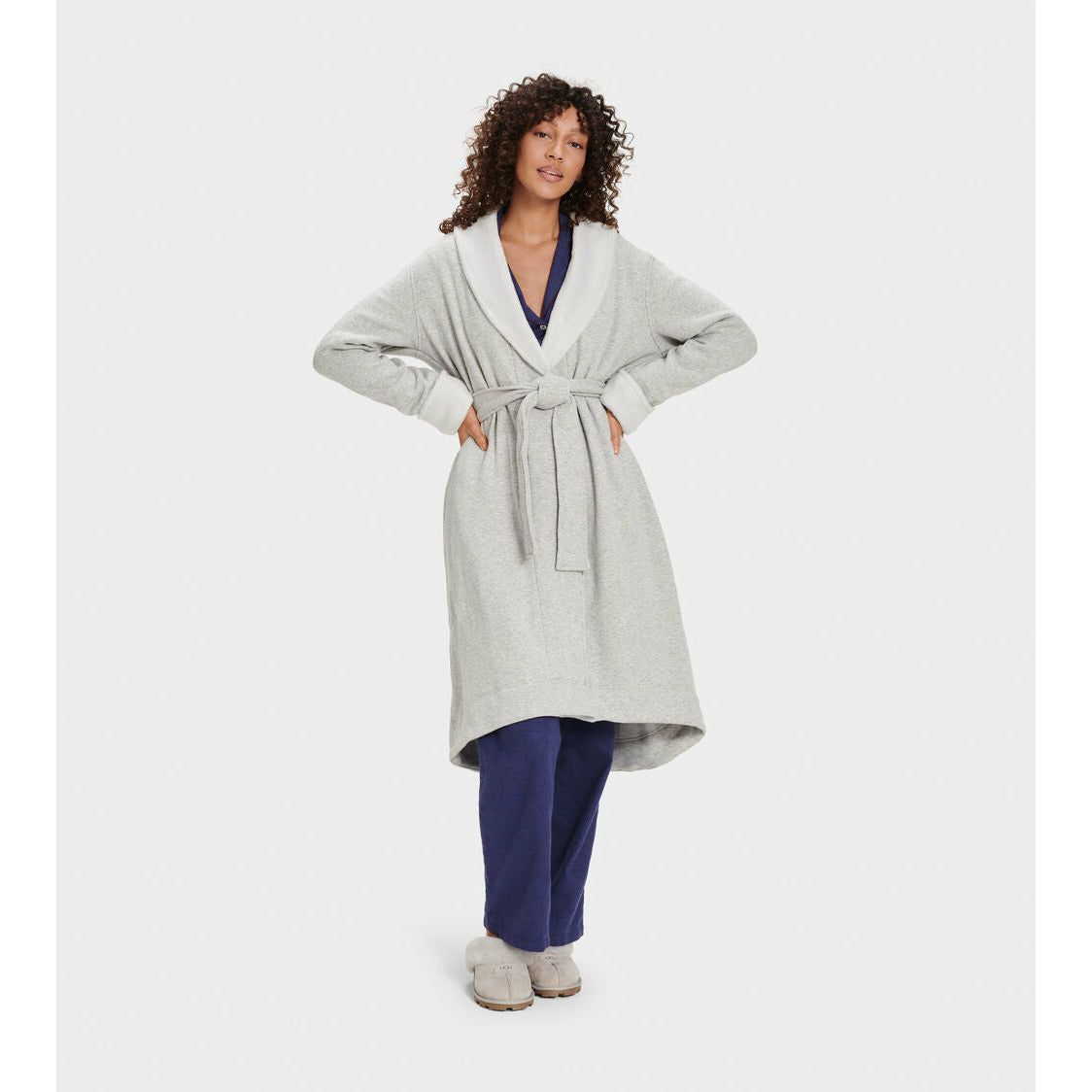 UGG Women's Duffield II Robe in Seal Heather - Cozy Fleece Bathrobe for Relaxation at Home, Spa & Lounging