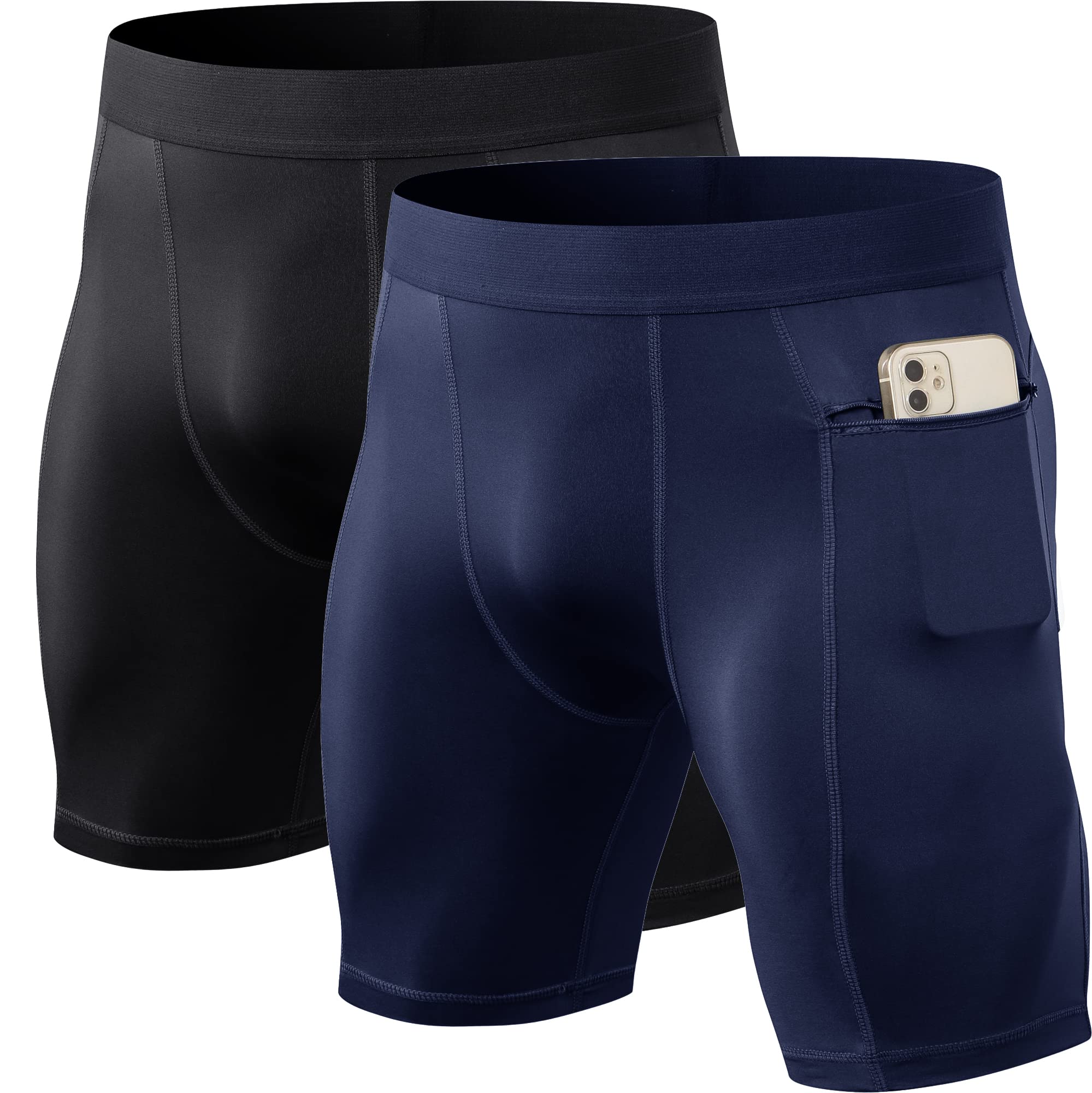 Anawakia Men's Compression Shorts with Zipper Pocket - Moisture Wicking Workout Shorts for Running, Gym & Sports - Breathable Spandex Athletic Underwear for Active Lifestyle