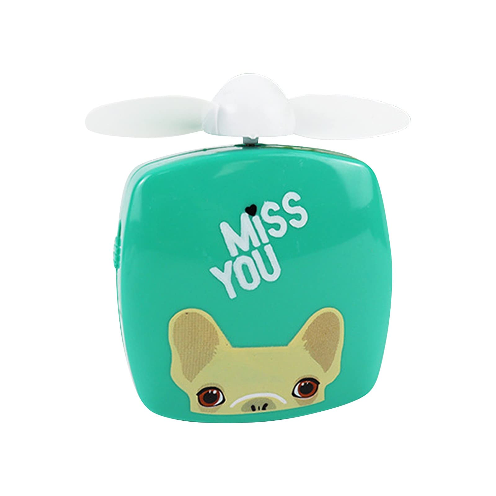 Rechargeable Mini USB Handheld Fan for Kids - Cute Cartoon Dog Design, Portable Small Fan for Boys & Girls Age 7-9, Summer Cooling Fan for School, Travel & Outdoor Activities (Green, 1 Pack)