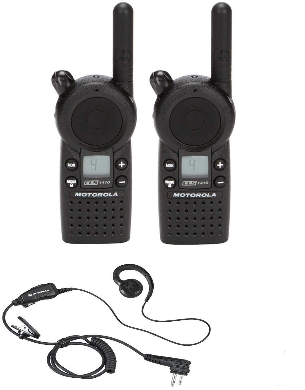 Motorola CLS1410 Two-Way Radios Walkie Talkies with Headsets - Long Range Communication for Outdoor Adventures, Events & Work