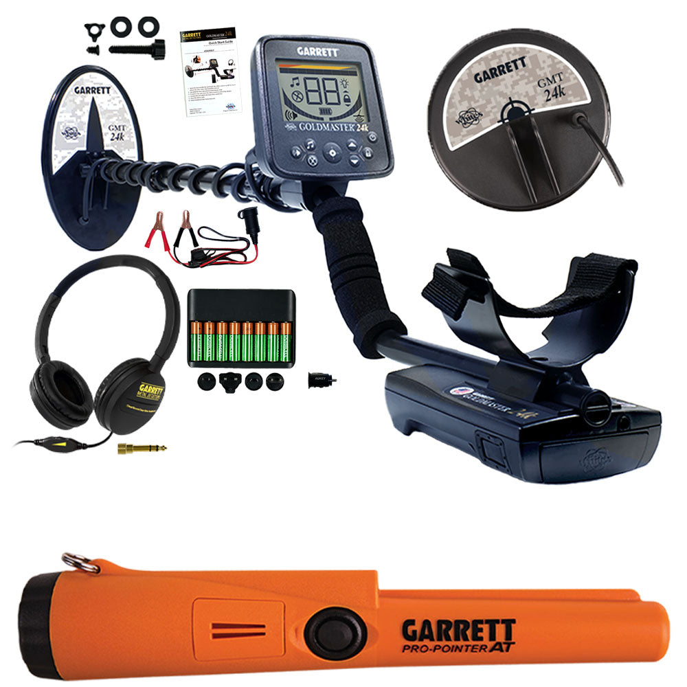 Garrett Goldmaster 24k Metal Detector with 6x10 DD Elliptical & 6 Round Concentric Coil - Professional Gold Prospecting & Treasure Hunting Equipment for Beach, Field & Outdoor Adventures