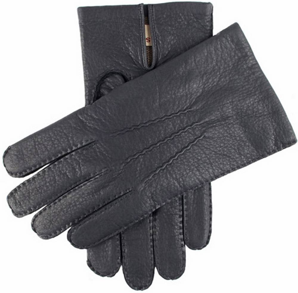 Premium Men's Cambridge Cashmere-Lined Deerskin Leather Gloves - Navy Blue | Winter Driving & Formal Wear | Cold Weather Hand Protection