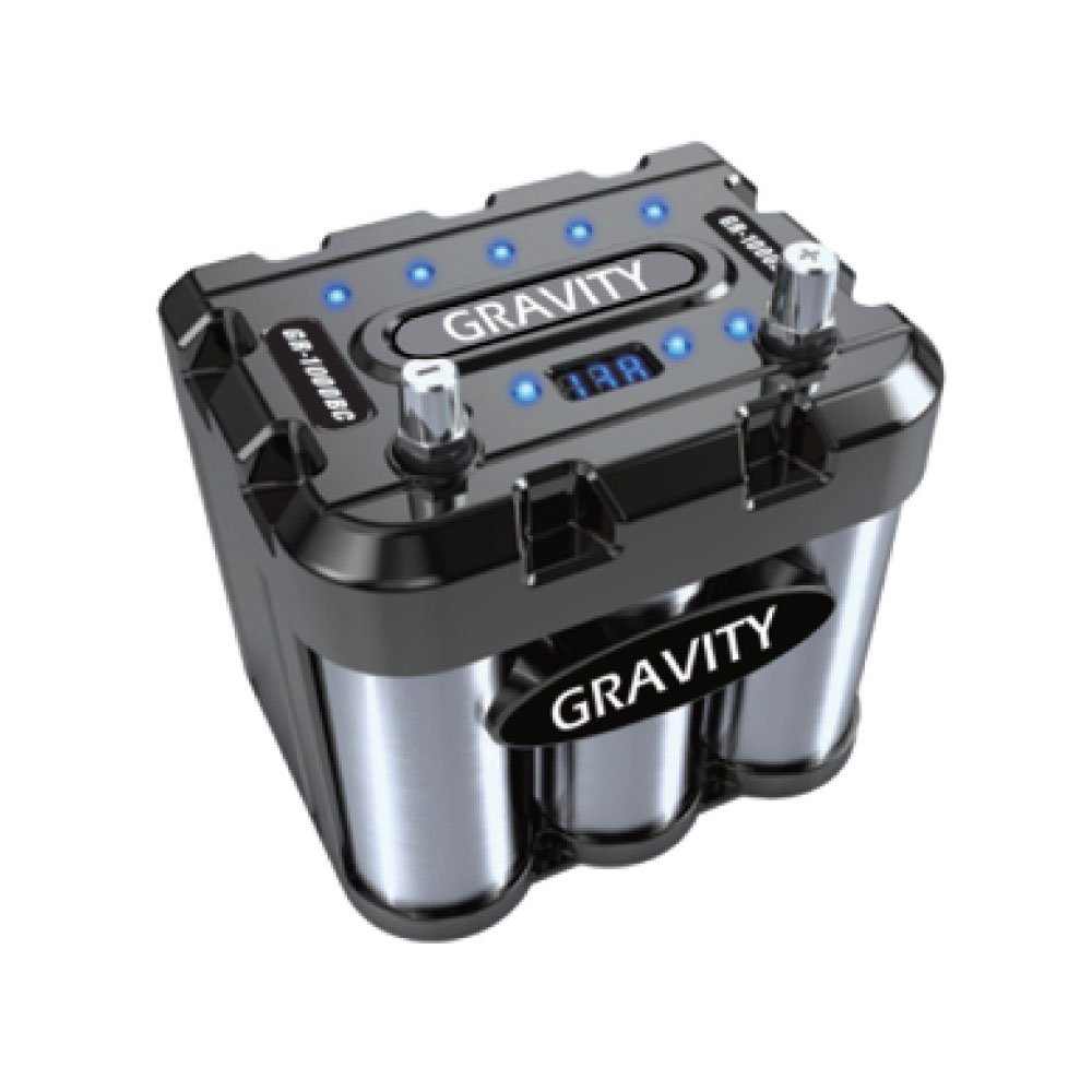 Gravity Audio 1000A Car Battery Capacitor with LED & Black Chrome Finish - GR-1000BC - Enhance Car Audio System Power for Subwoofers and Amplifiers
