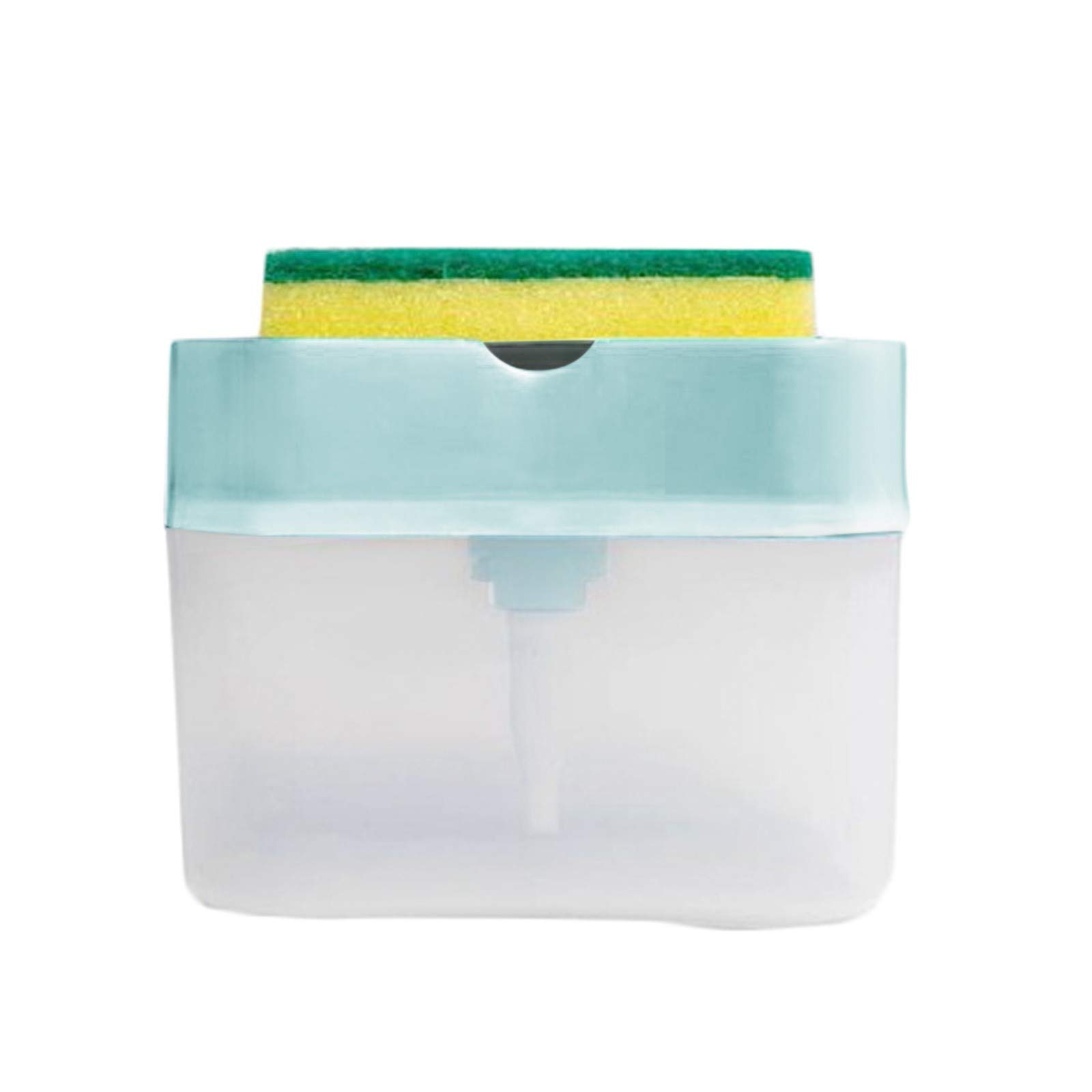 2-in-1 Sponge & Soap Dispenser with Rack - 13oz Bathroom Organizer Caddy - Multicolor Kitchen & Bathroom Cleaning Tool for Sink, Countertop, Shower Storage