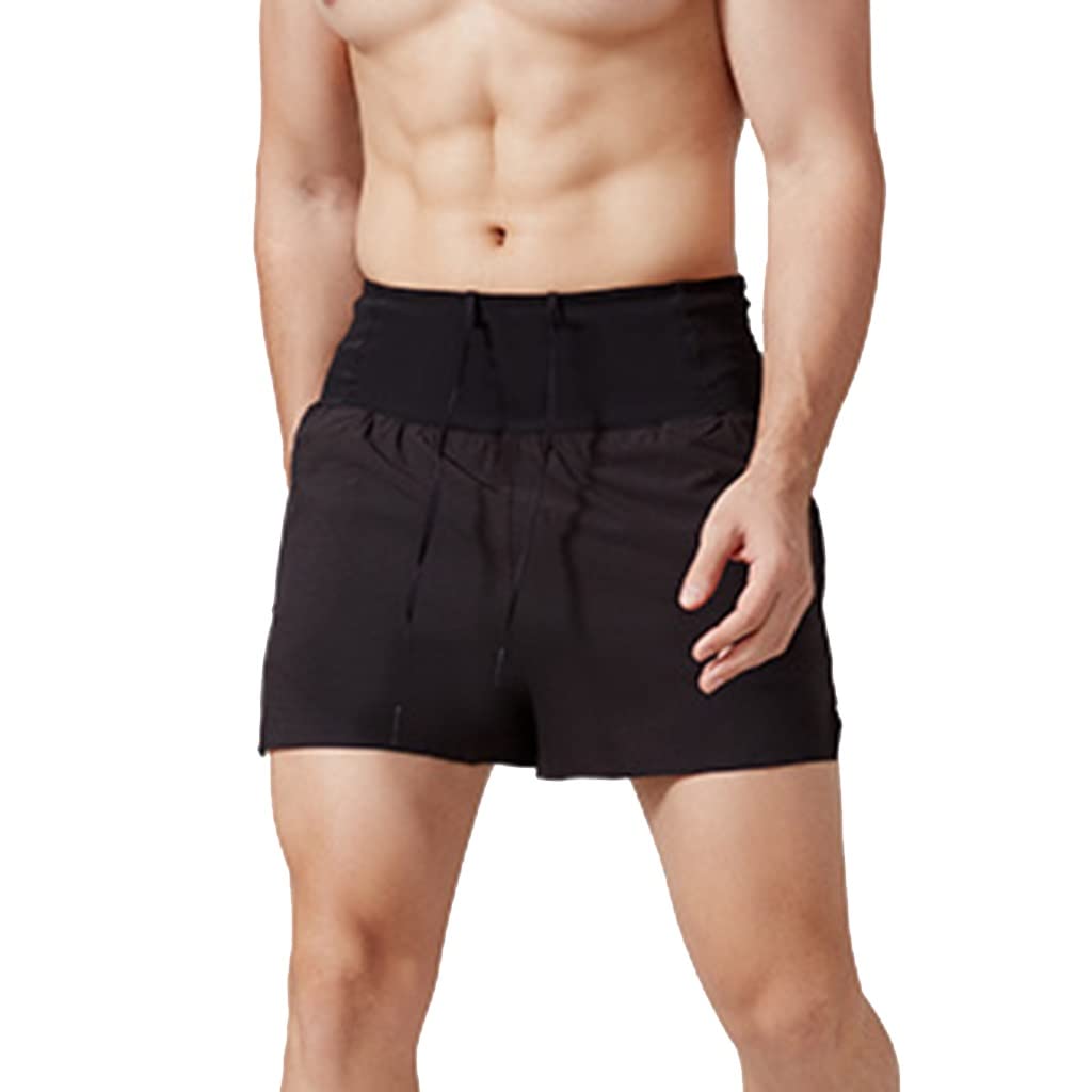 Quick Dry Men's Running Shorts with Pockets - Lightweight Athletic Training Shorts for Gym, Workout, Hiking & Travel - Moisture Wicking Breathable Fitness Shorts (Black, Large)