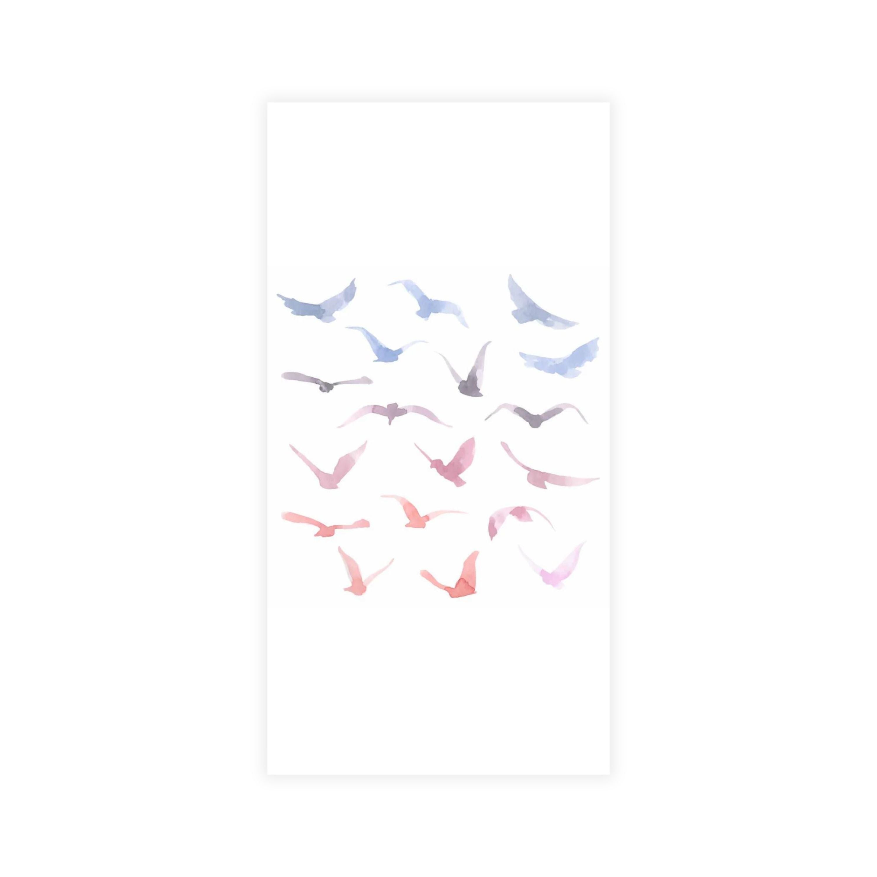 Disposable Linen-Like Paper Guest Towels - 16 Pack Watercolor Flock Design | Premium Bathroom & Kitchen Napkins for Parties, Weddings & Luxury Events