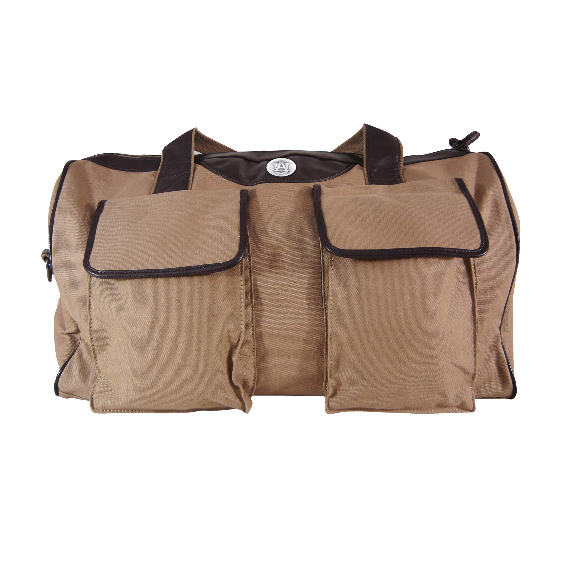 ZEP-PRO NCAA Auburn Tigers Men's Canvas Concho Duffel Bag - Khaki, One Size - Perfect for Gym, Travel & Sports Gear Storage