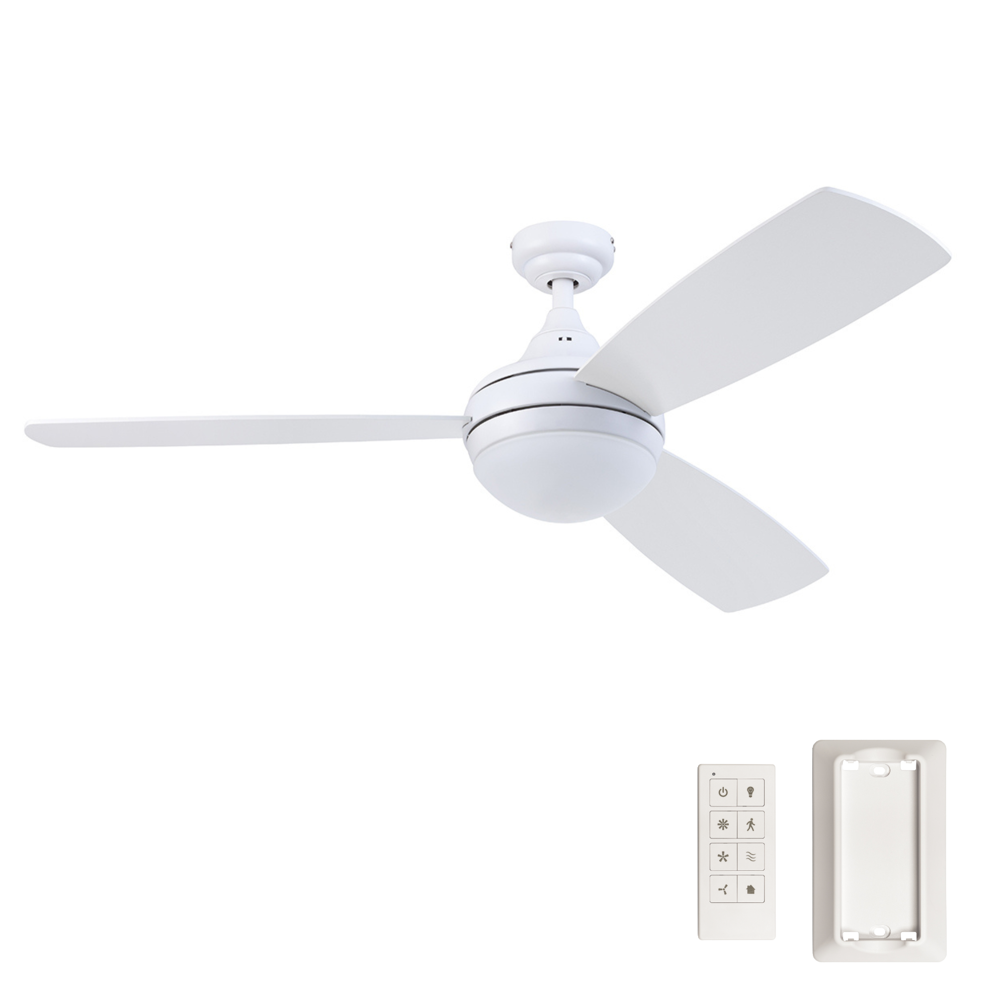 52 Inch White Calico Ceiling Fan with Remote Control - Perfect for Living Room, Bedroom, and Office Spaces