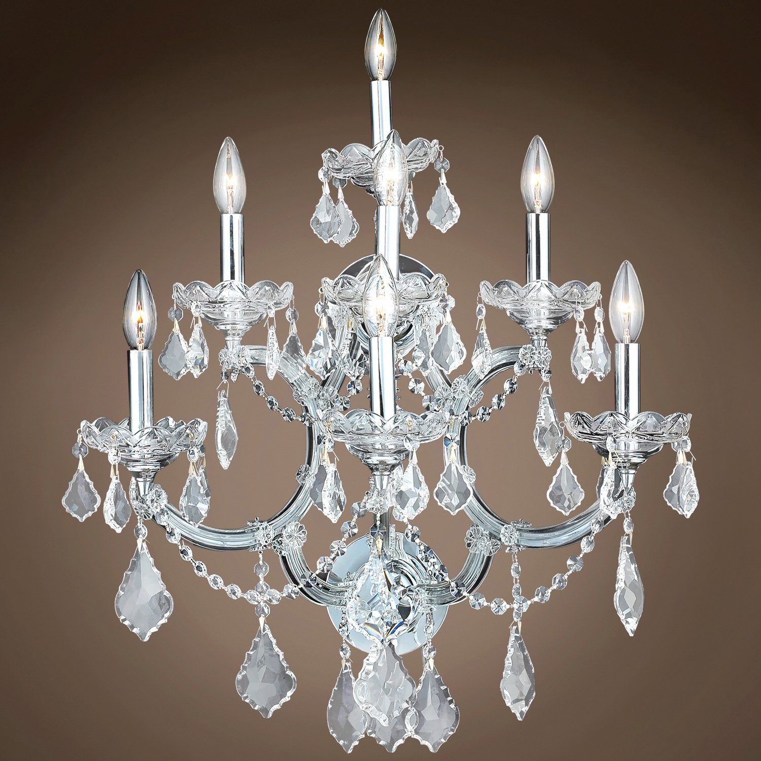 Maria Theresa 5-Light Crystal Table Lamp - Elegant Chrome Finish for Dining Room & Bedroom