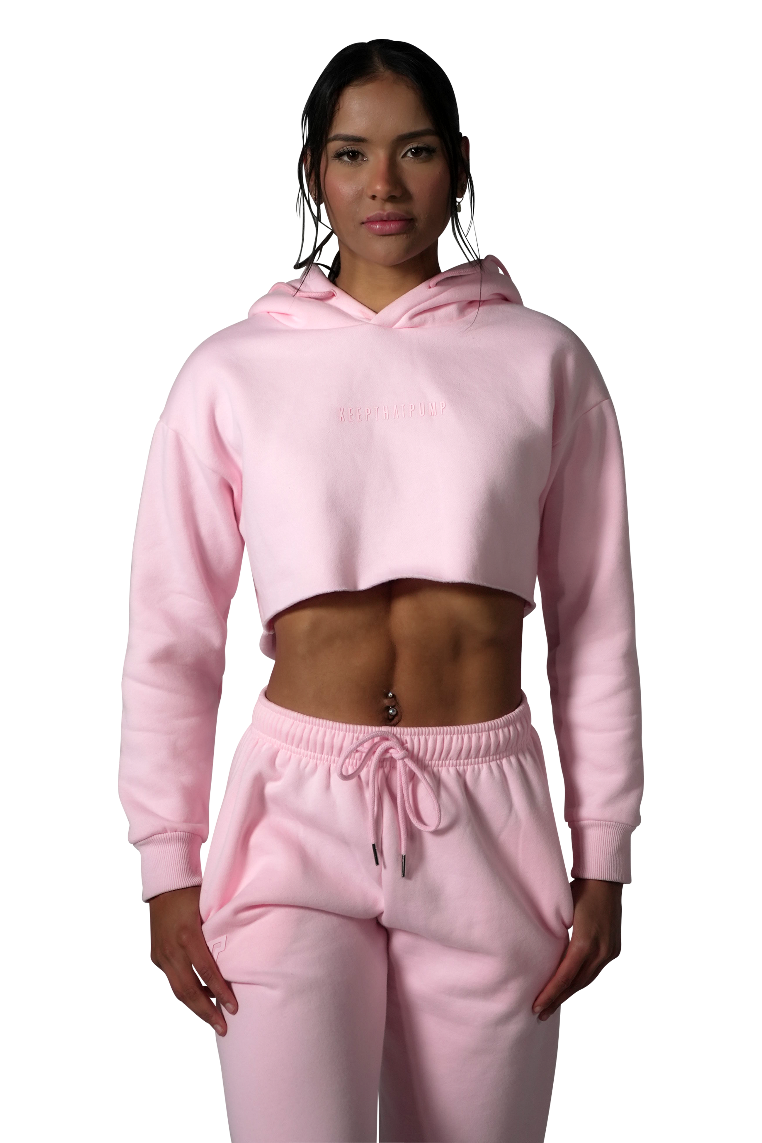 Series 1 Cropped Hoodie for Women - Soft Baby Pink Pullover | Perfect for Casual Outfits, Gym Wear & Street Style Fashion