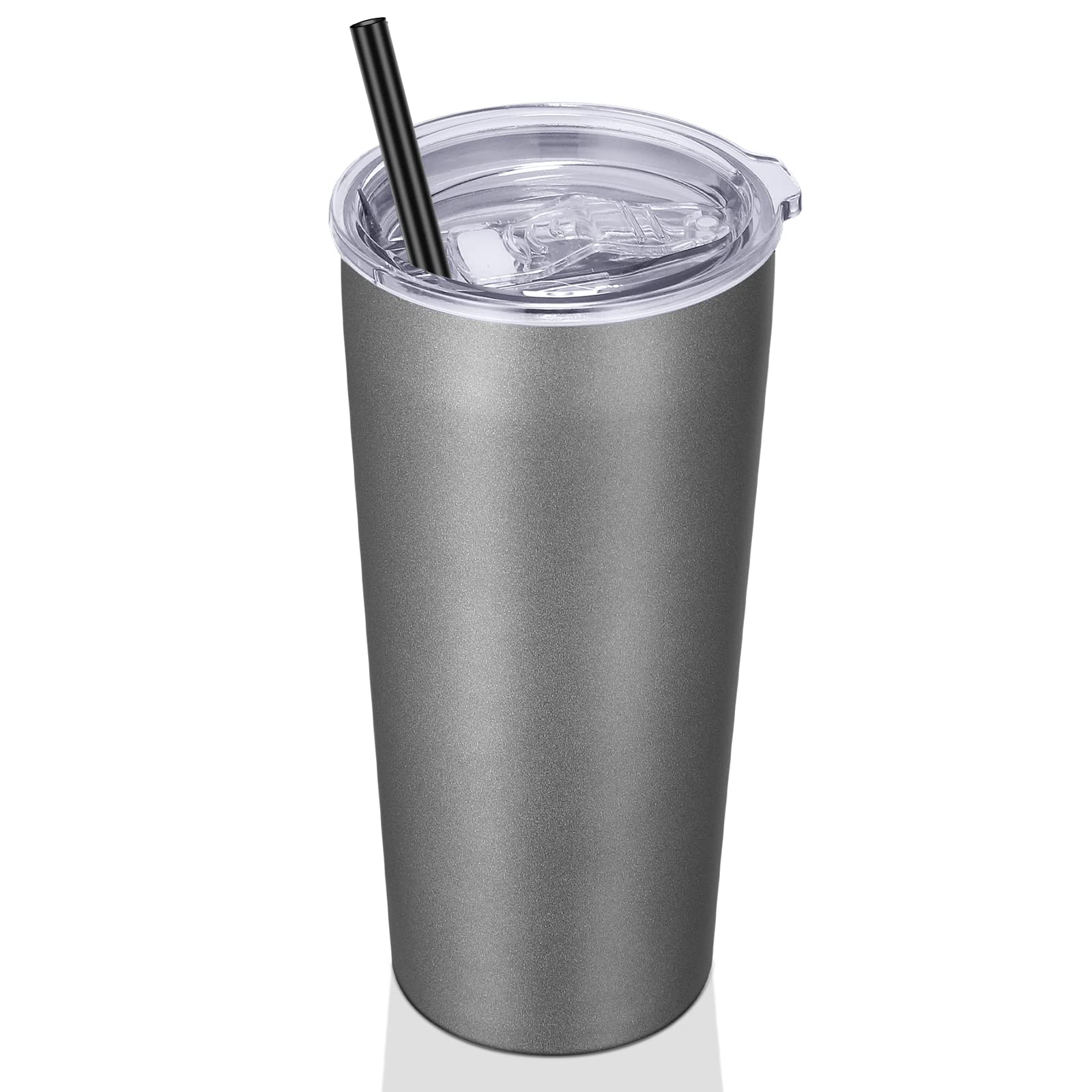 VEGOND 20oz Stainless Steel Vacuum Insulated Tumbler with Lid and Straw - Double Wall Insulated Coffee Travel Mug (1 Pack, Gray) - Perfect for Office, Gym, Camping & Outdoor Activities