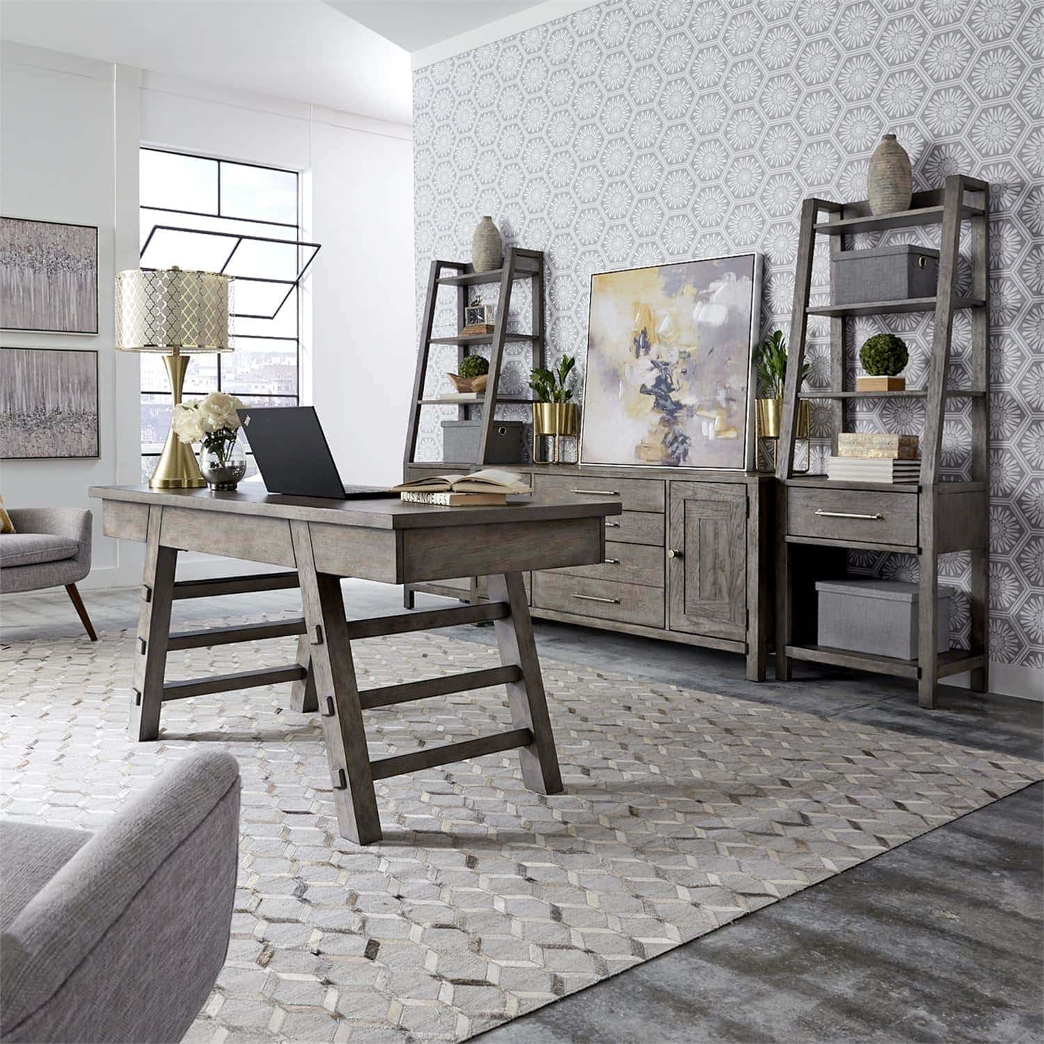 Modern Farmhouse Office Desk - Rustic Wooden Writing Table with Storage Drawers for Home & Workspace - Perfect for Remote Work, Study & Creative Projects