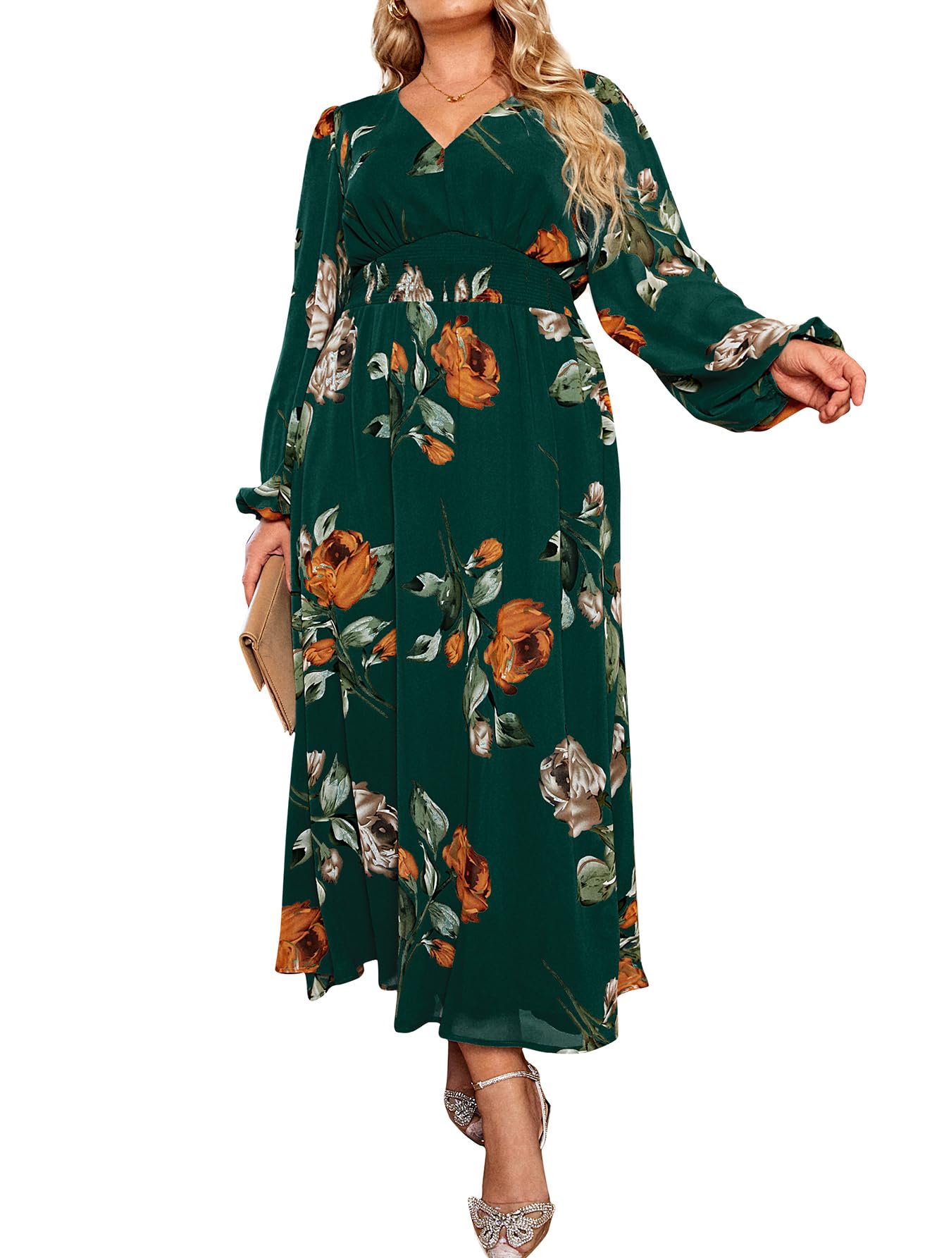 Simplee Women's Boho Floral Maxi Dress - Flowy Casual V-Neck Short Sleeve Summer Dress for Wedding Guest, Holiday, Beach & Vacation | Perfect for Outdoor Parties, Date Nights & Tropical Getaways