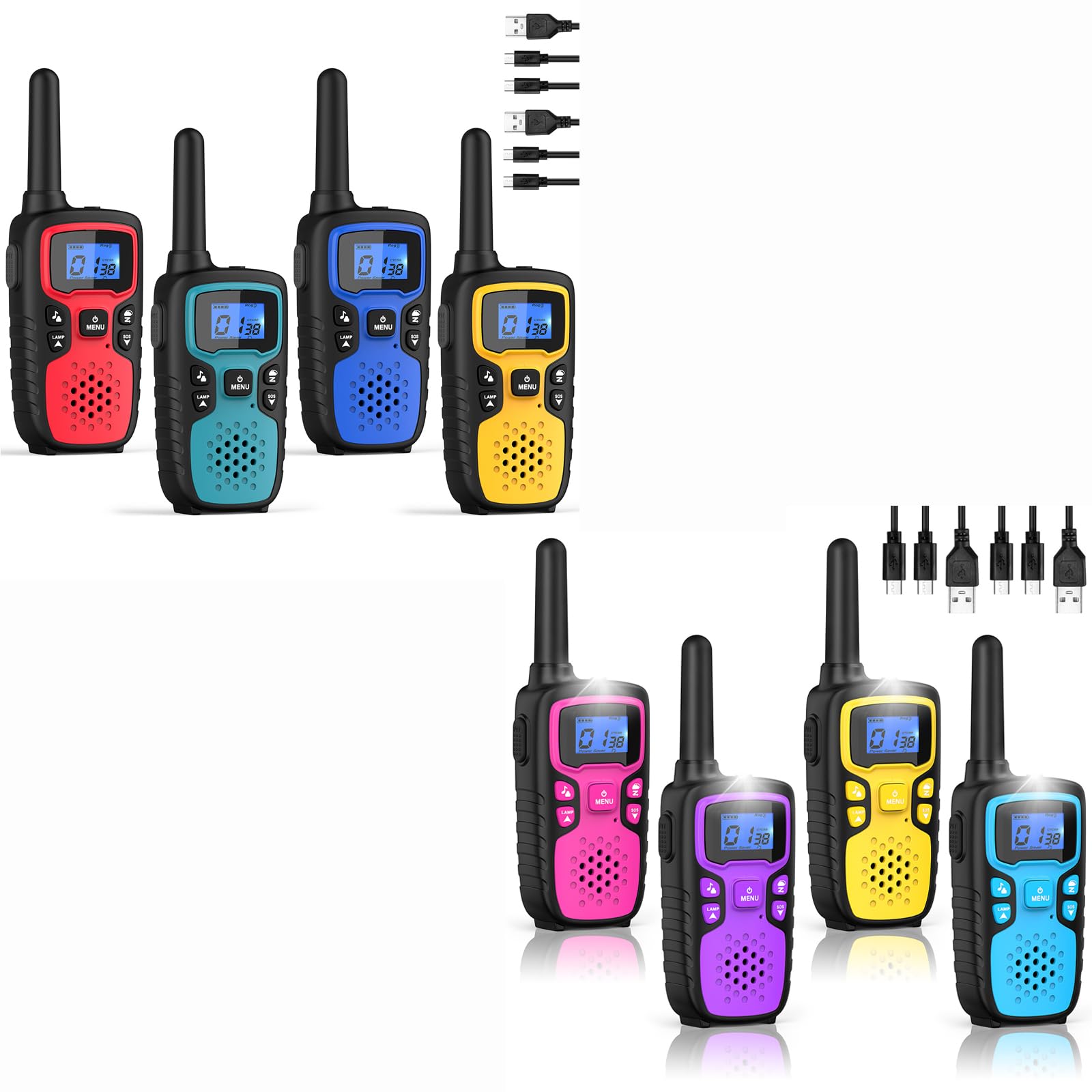 Wishouse 8 Pack Walkie Talkies for Adults and Kids - Long Range Rechargeable Two Way Radios with Clear Sound, Perfect for Family Camping, Hiking, Outdoor Adventures and Emergency Communication