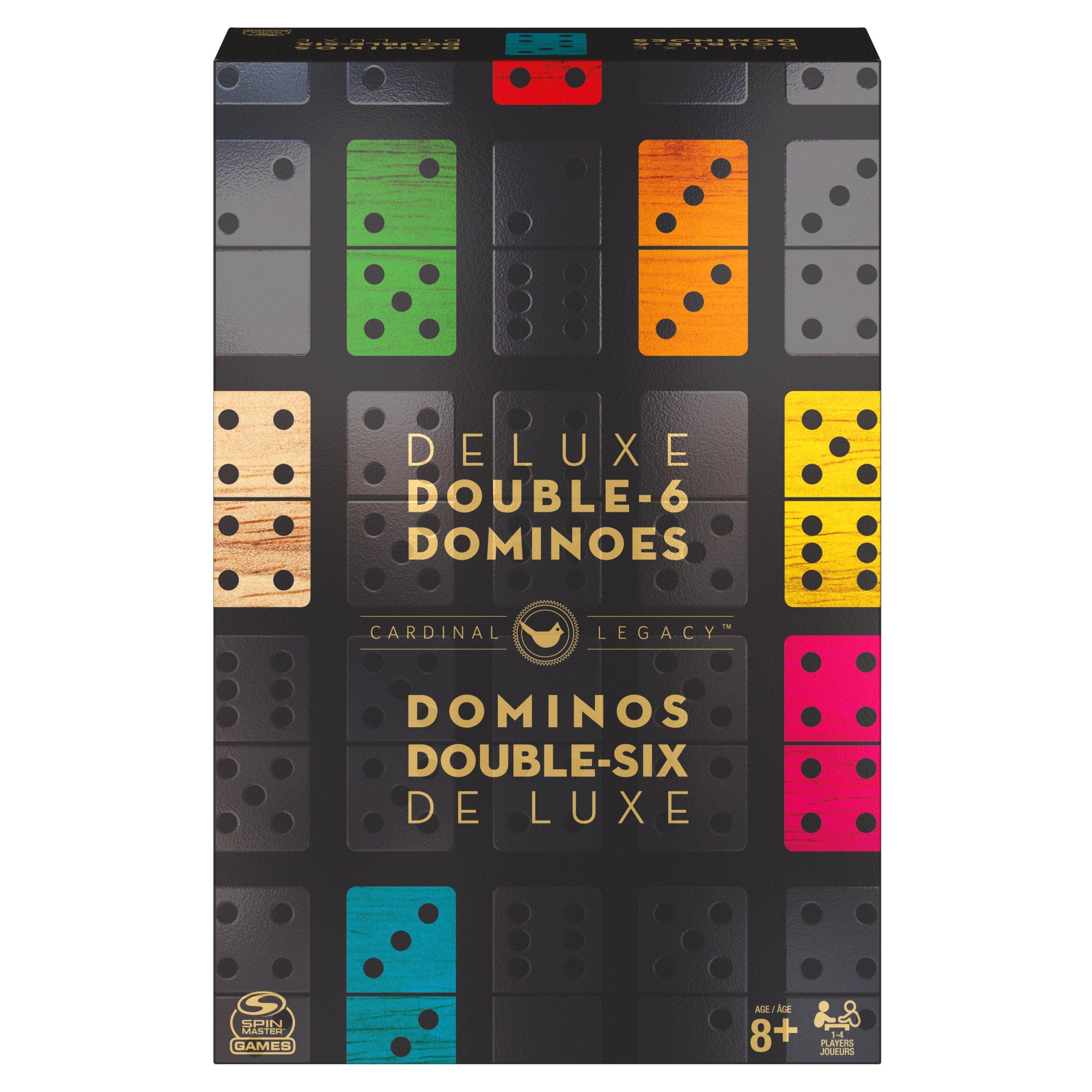 Premium Cardinal Legacy Deluxe Double 6 Dominoes Set - Classic 28-Piece Bone Dominoes for Family Game Night, Parties & Travel - Durable Case Included