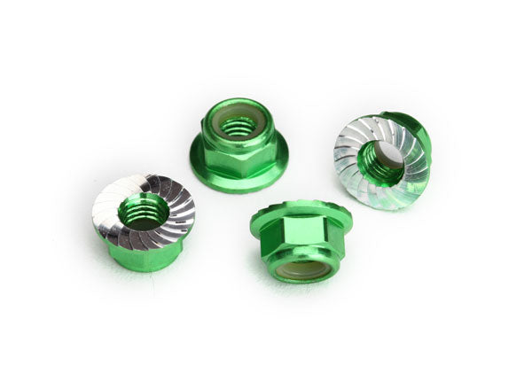 5mm Green Aluminum Flanged Nylon Insert Lock Nut - Secure Fastener for Automotive, Machinery & DIY Projects