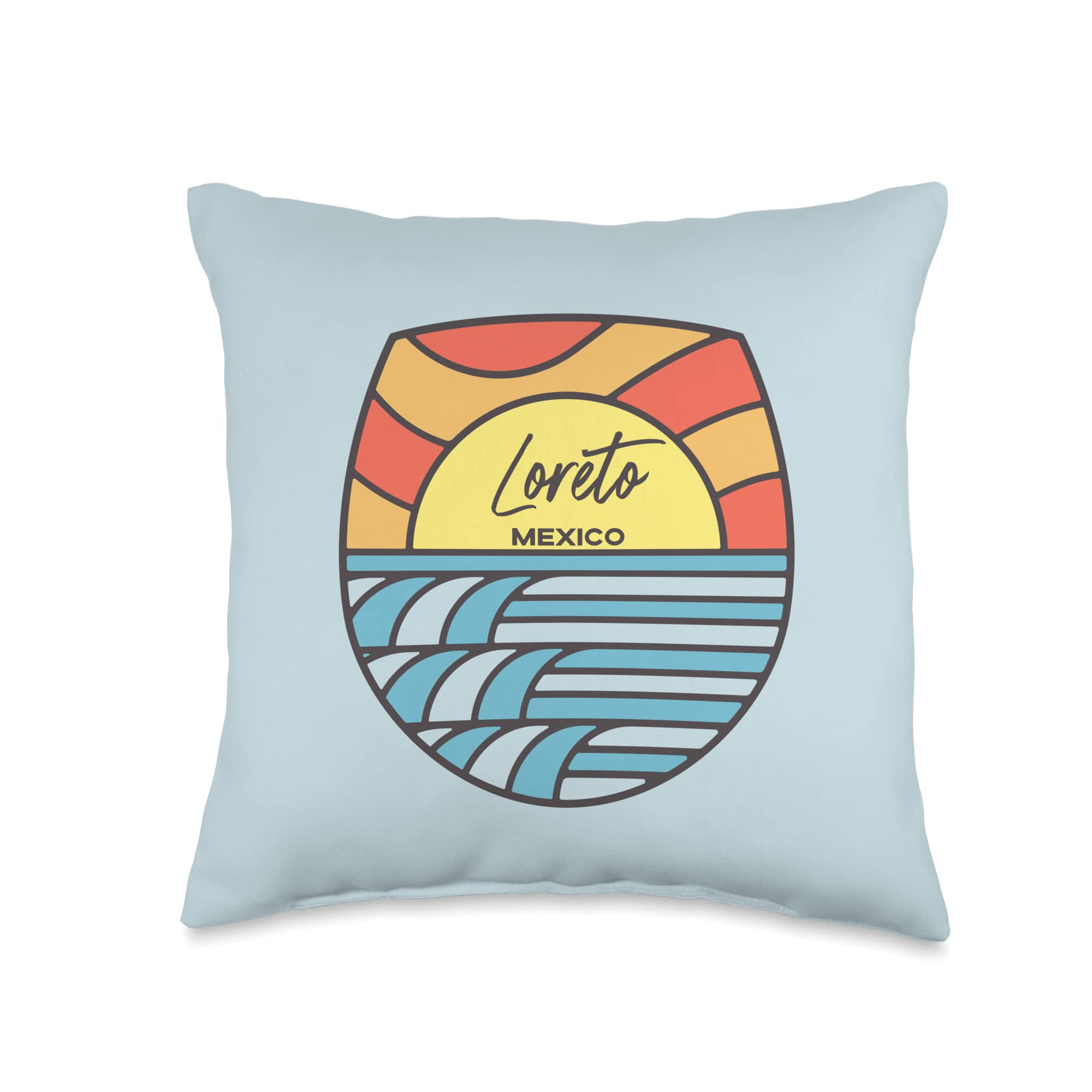Loreto Beach Mexico Sunset Throw Pillow - Mexican Pride Vacation Decor - Perfect for Sofa, Bedroom & Coastal Home Decor