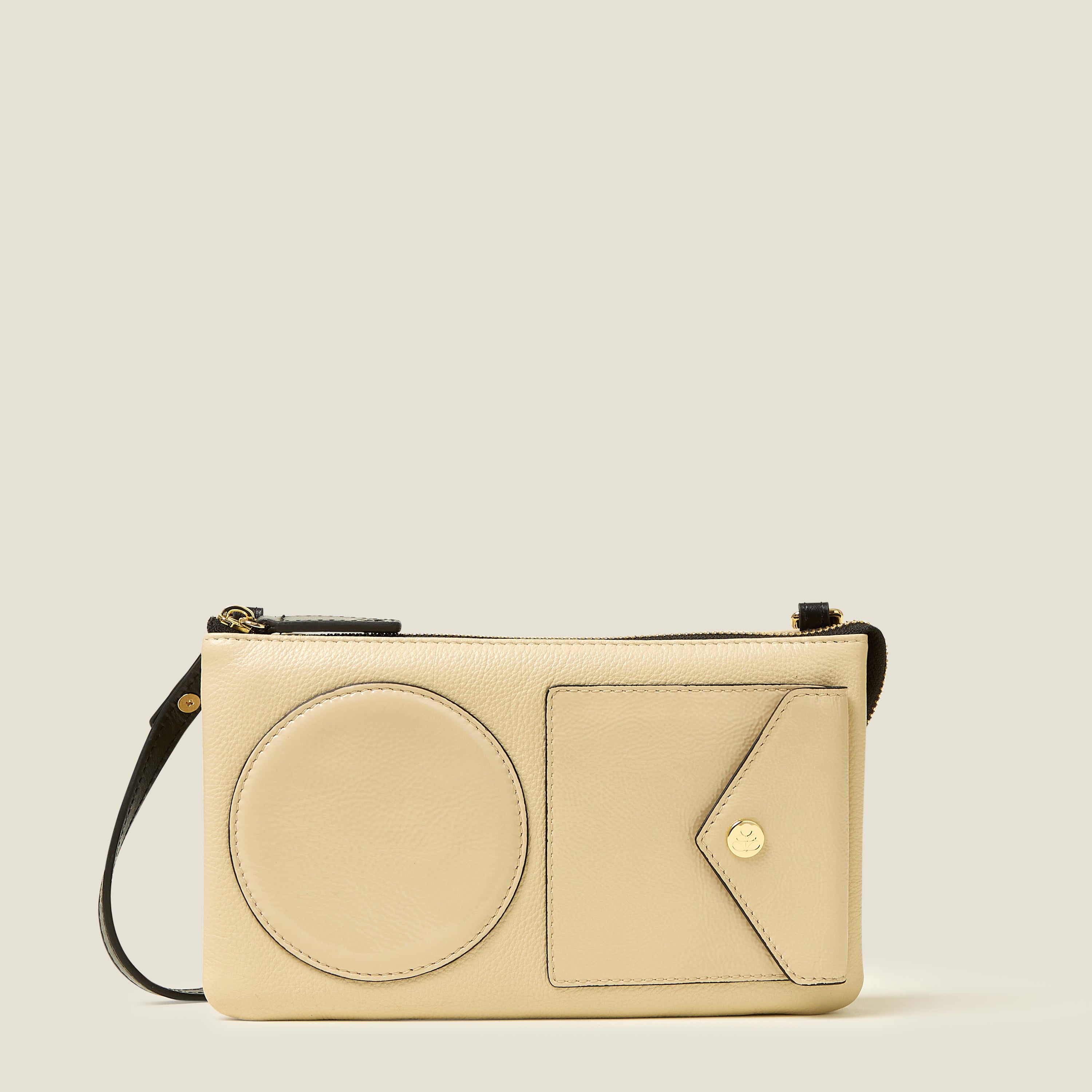 Stylish Folio Crossbody Bag with OK Applique in Cream - Perfect for Everyday Use, Travel, and Casual Outings