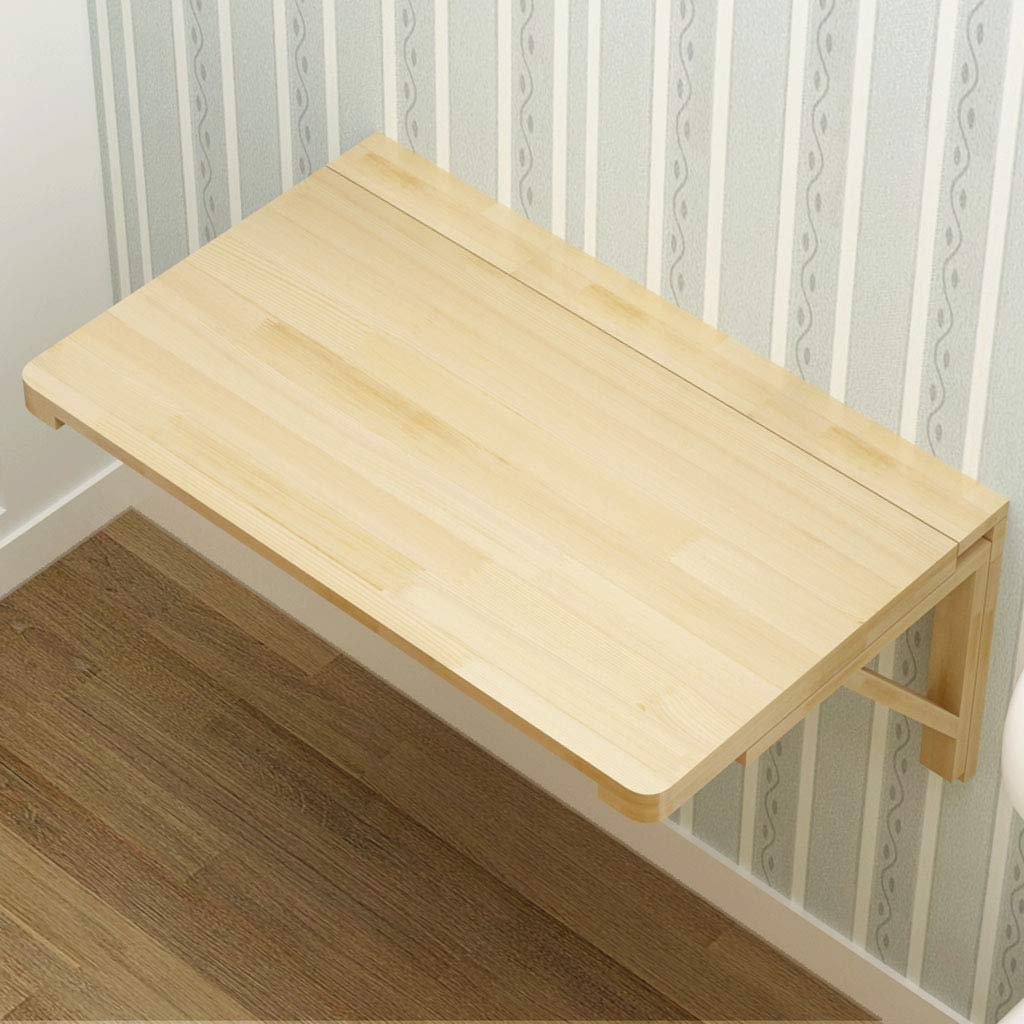 Space Saving Wall Mounted Folding Table - Pine Wood Floating Desk for Kitchen, Dining & Study | Fold Down Durable Workstation for Small Spaces | Perfect for Apartments, Tiny Homes & Kids Rooms