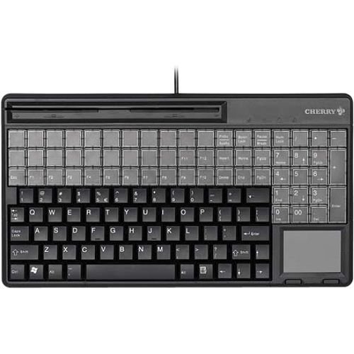 Cherry Keyboard with Touchpad & Magnetic Card Reader - USB Wired Mechanical Keyboard for POS Systems - Black (Ideal for Retail, Hospitality & Office Use)