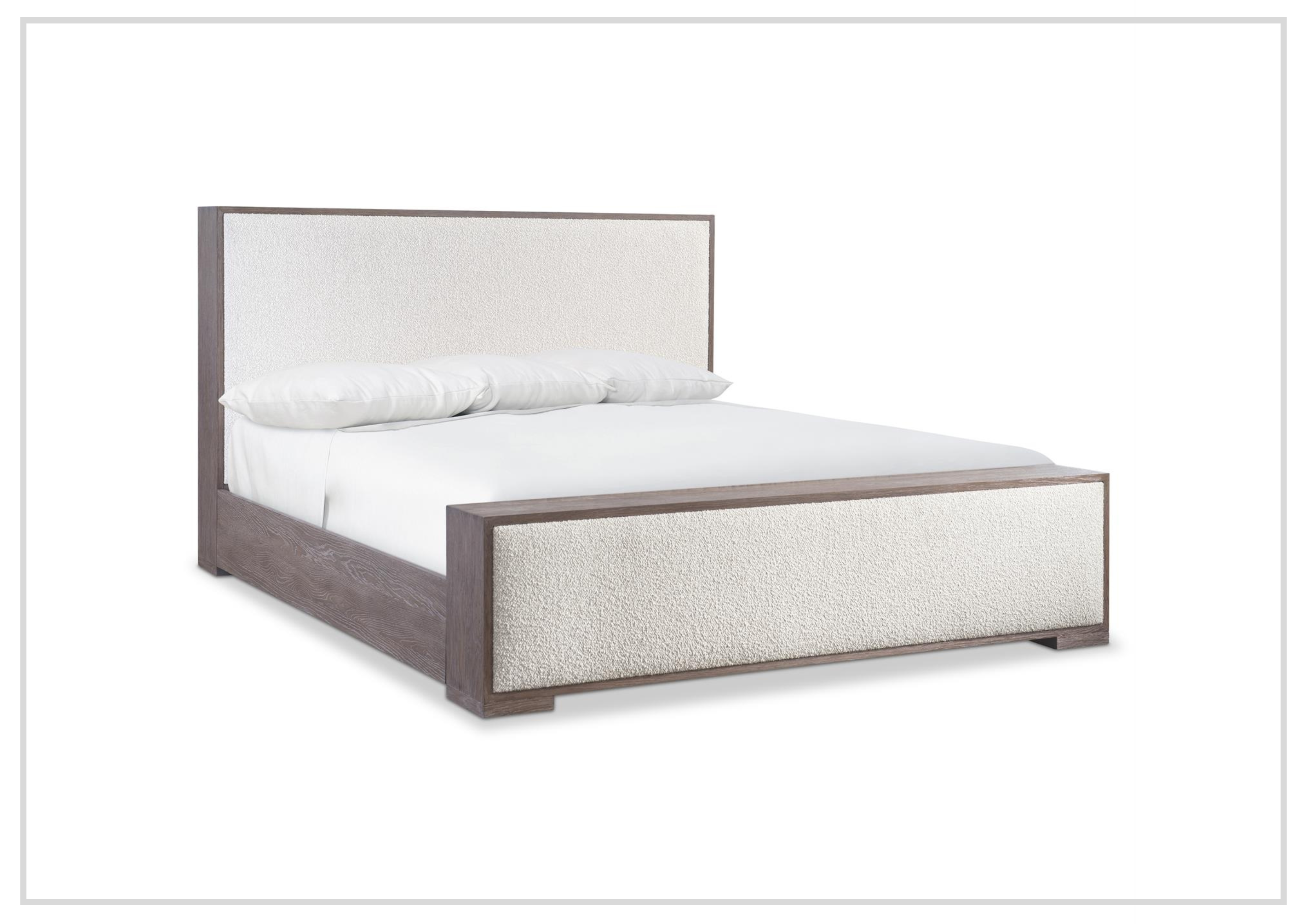 Bernhardt Casa Paros Upholstered Panel Bed - Queen Size Platform Bed Frame in Playa Brown Fabric | Modern Bedroom Furniture for Master Bedroom & Guest Room