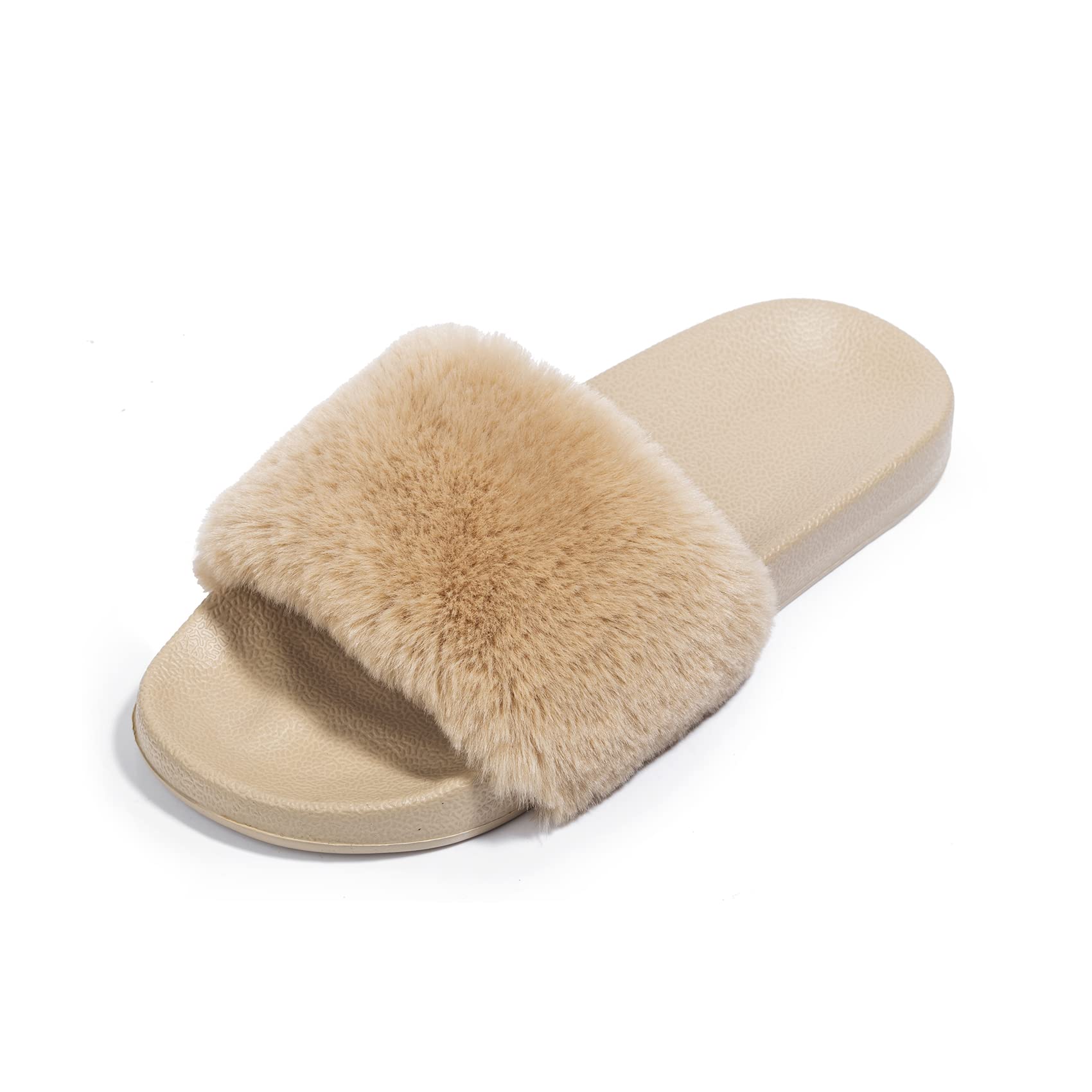 FITORY Girls Sandals for Toddlers - Soft Faux Fur Slides with Adjustable Elastic Back Strap, Comfortable Flat Shoes for Kids | Perfect for Playtime, Beach, and Everyday Wear