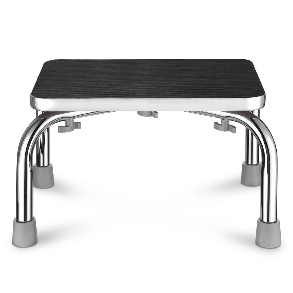 TheLAShop Chrome Steel Step Stool - 16x13x9 Inches, Heavy Duty Kitchen & Bathroom Step Ladder, Non-Slip Safety Stool for Home, Office, and Garage Use