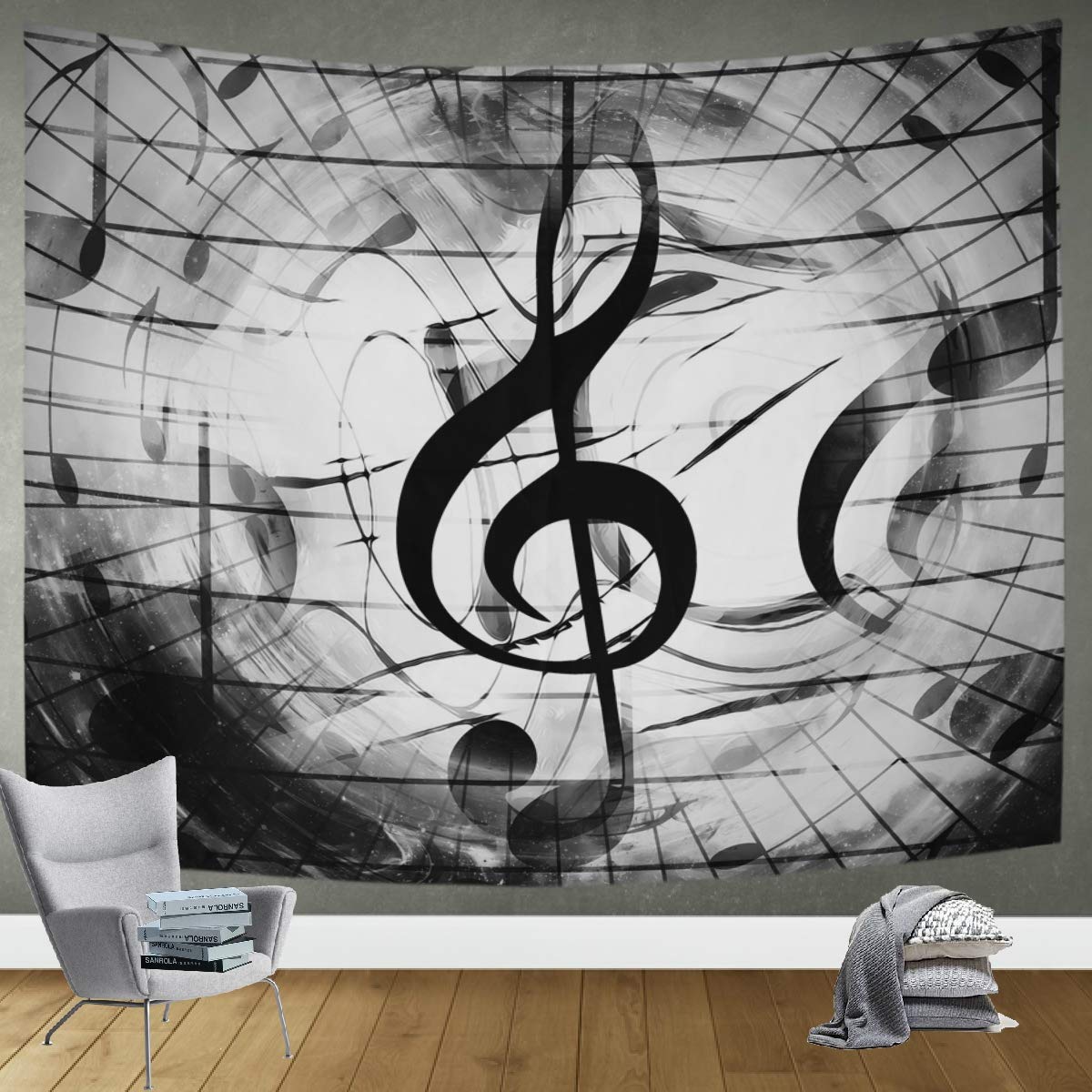 DOMIKING Music Notes Tapestry - 90x60in Wall Hanging Decor for Bedroom, Living Room & Office | Boho Wall Art for Music Lovers & Home Decoration | Perfect for Dorm, Studio & Party Backdrop