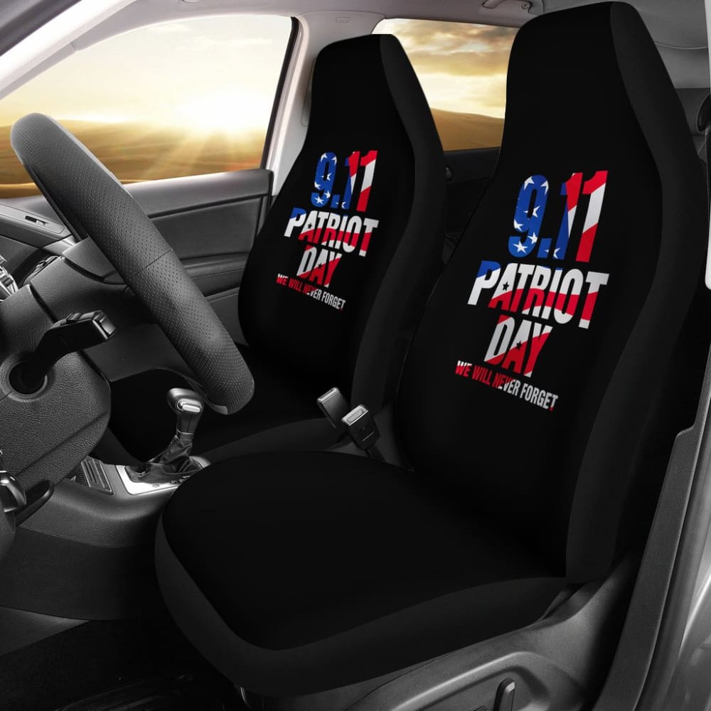 09.11 Never Forget Patriotic Car Seat Covers - Premium Custom Fit for Most Vehicles - Perfect for Memorial Day, 4th of July & American Pride Events