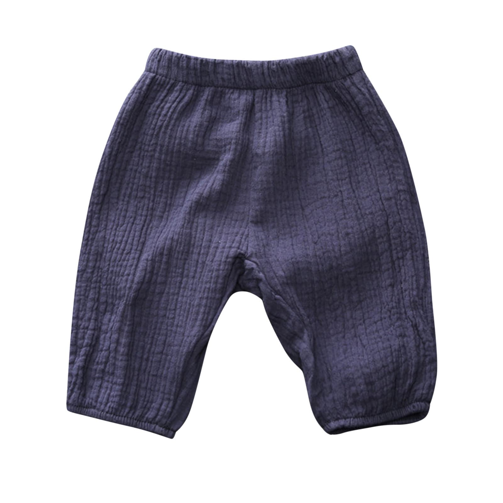 Soft Cotton Linen Harem Pants for Toddlers - Boys & Girls Loose Casual Joggers (6M-3Y) - Solid Color Baby Pants for Playtime & Daycare