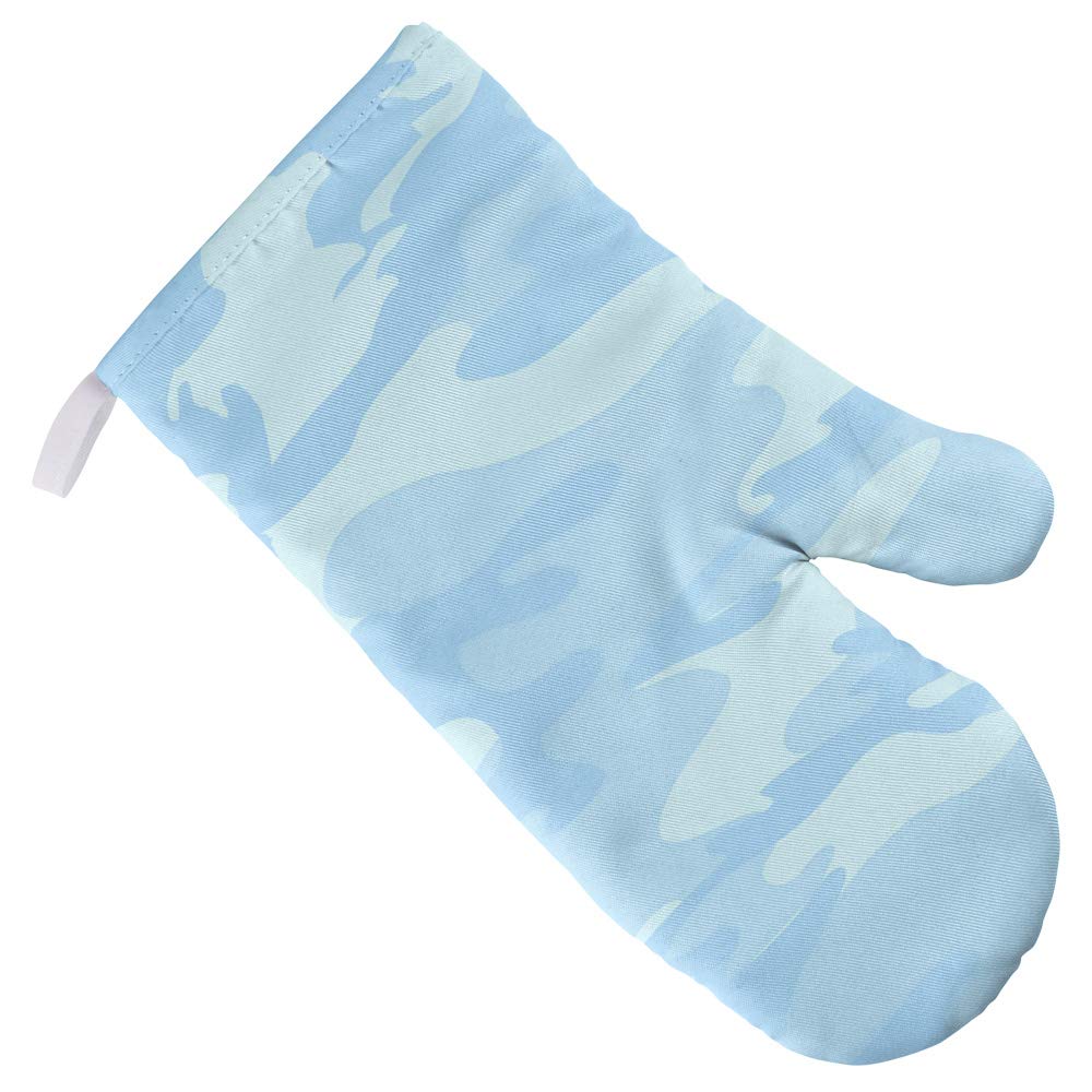 Light Blue Camo Oven Mitt - Heat Resistant Kitchen Glove for Baking, Grilling & BBQ - Perfect for Indoor Cooking & Outdoor Camping