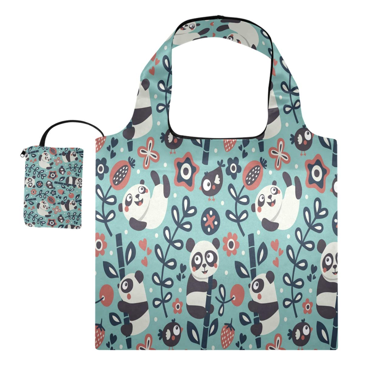 Eco-Friendly Panda Print Reusable Shopping Bags - Large 18.1