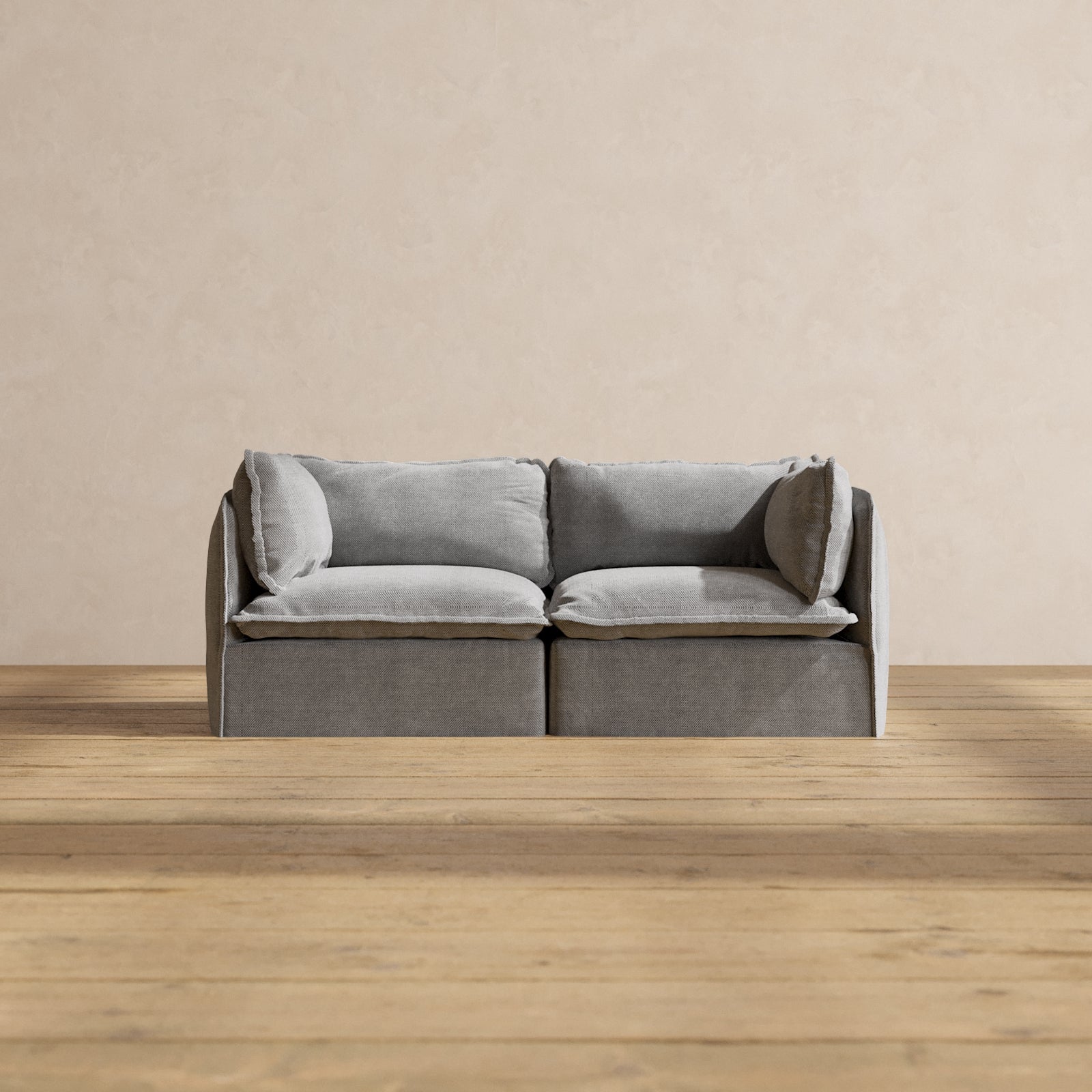 Premium Modular Performance 2-Seater Sofa in Ash Gray - Modern Comfort for Living Room & Lounge Areas | Relaxed Blend Fabric for Cozy Home Decor
