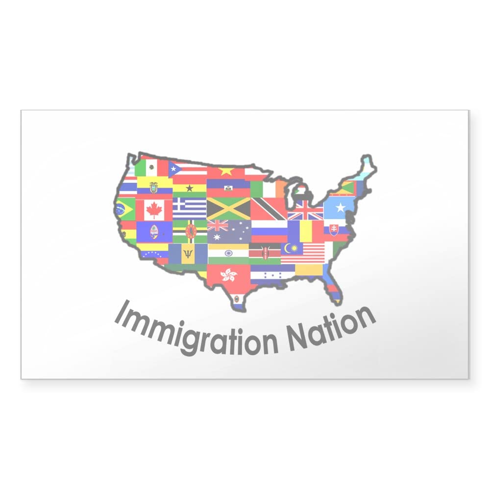 USA Immigration Nation Rectangle Sticker - Patriotic Car Bumper Decal for Cars, Laptops & Windows | American Pride Vinyl Sticker for Political Supporters & Activists
