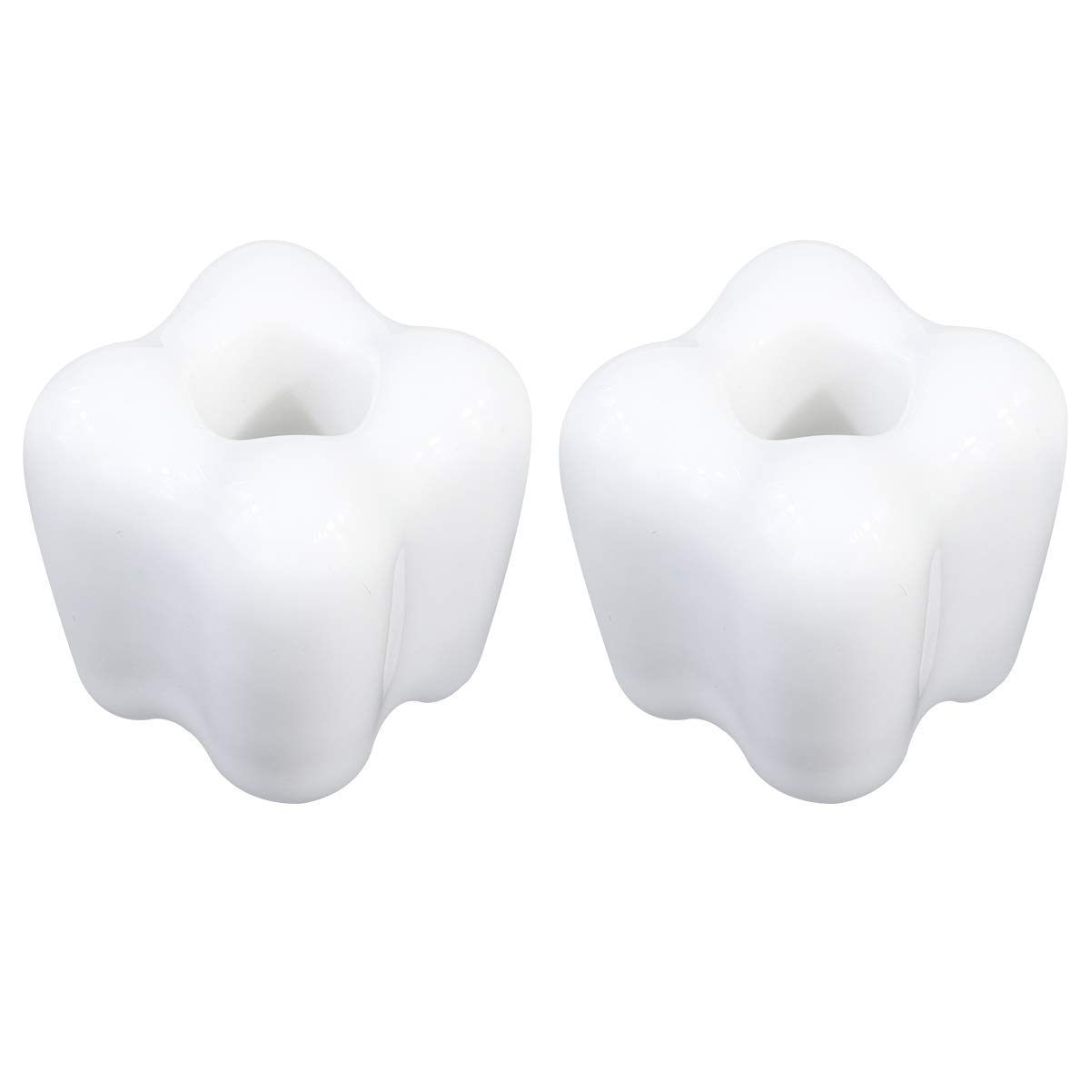 Cabilock 2-Pack Ceramic Toothbrush Holder - Creative Tooth-Shaped Bathroom Organizer for Toothbrushes & Toothpaste - Stylish White Storage Rack for Countertop, Vanity, or Shower Use