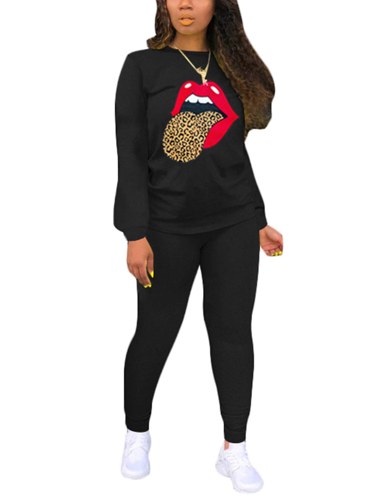 Women's 2 Piece Casual Outfit Set - Long Sleeve Tops & Skinny Pants Tracksuit | Comfortable Lounge Wear for Yoga, Running & Everyday Fashion