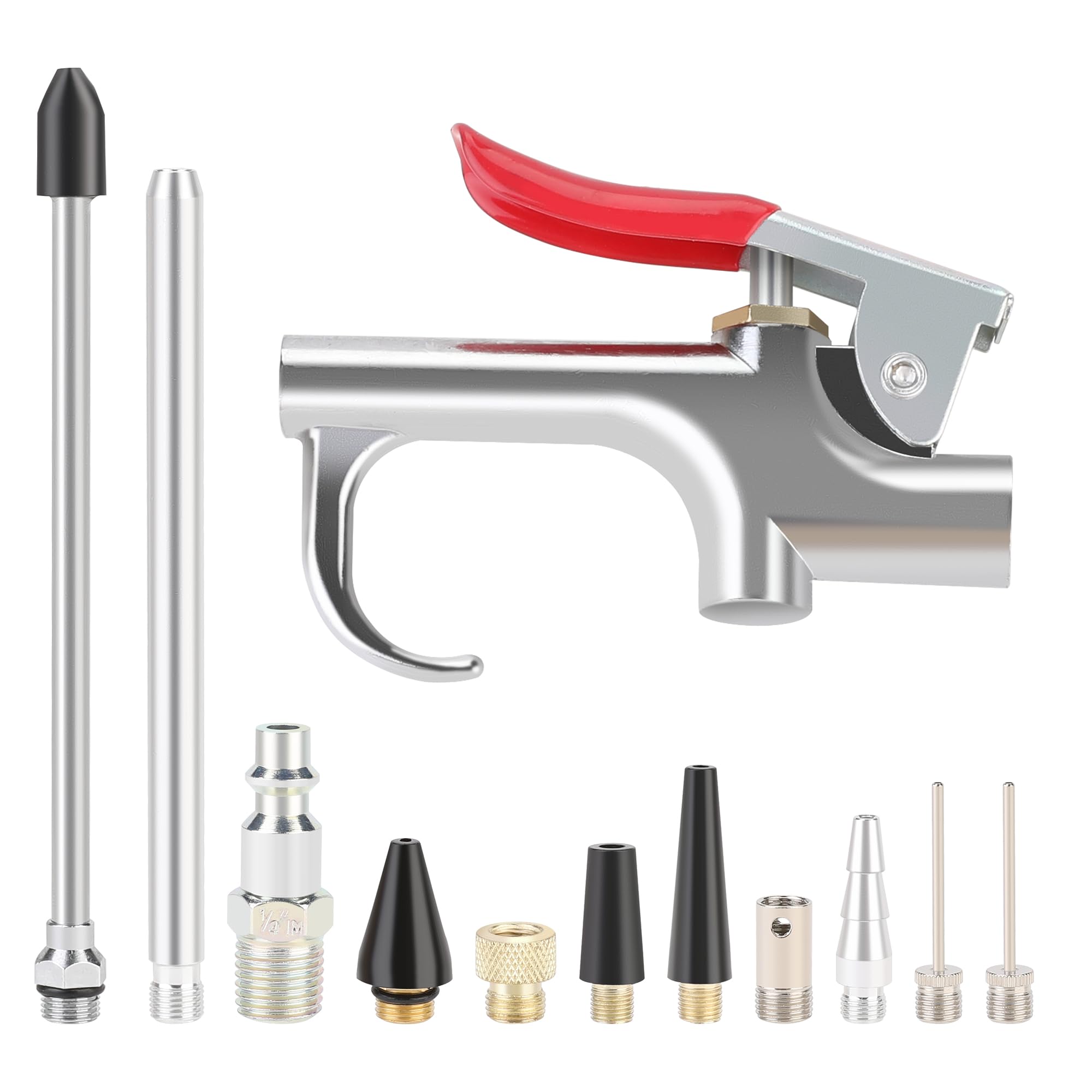 WYNNsky Air Blow Gun Kit with 2PCS Air Flow Extensions & 4PCS Nozzle Tips - 13PCS Complete Air Compressor Accessories Set for Cleaning, Drying, and Dusting - Ideal for Automotive, Workshop, and DIY Projects