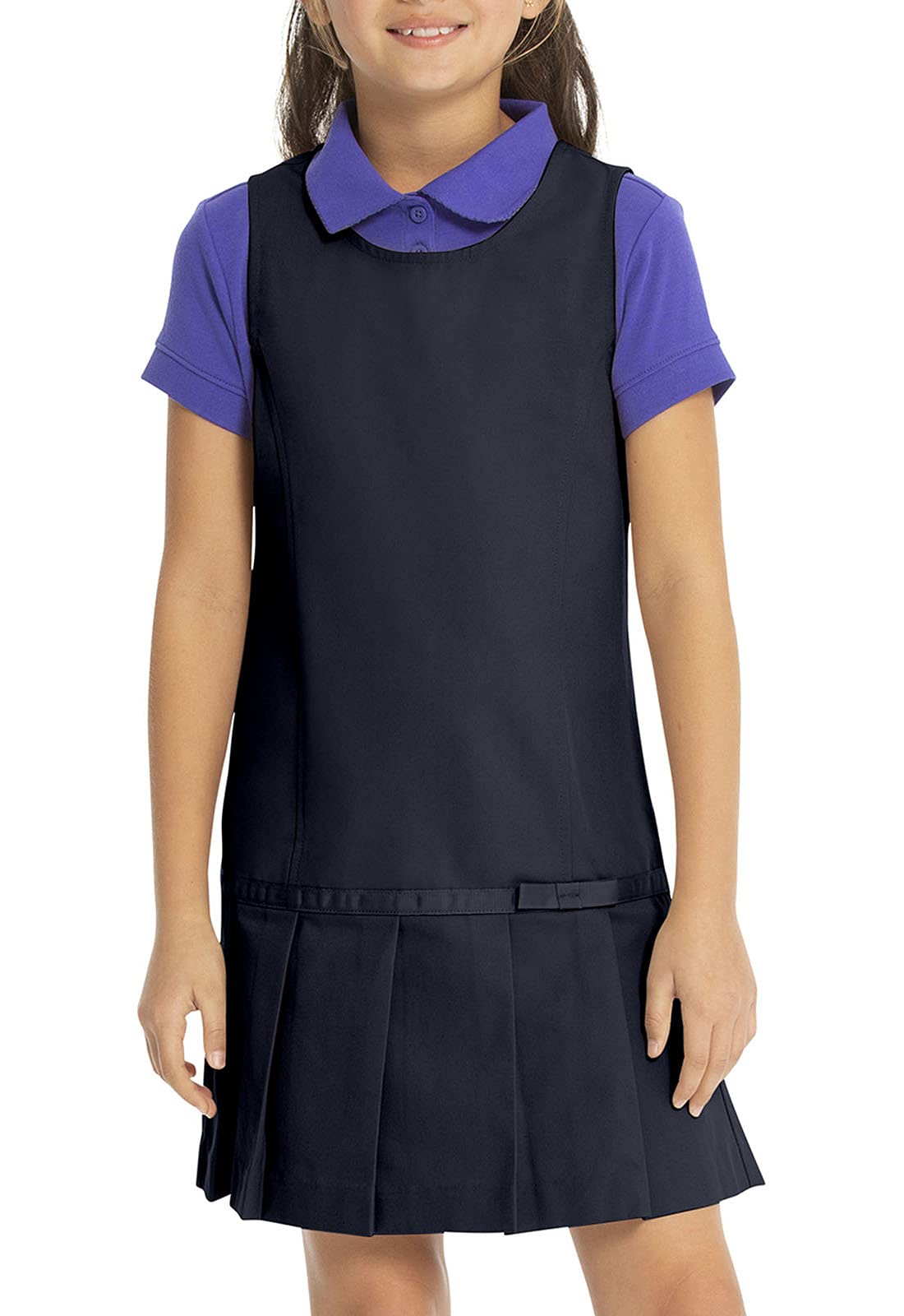 Girls Pleated Bow Jumper Dress - Classic School Uniform for Girls | Perfect for Classroom, Private School & Formal Occasions