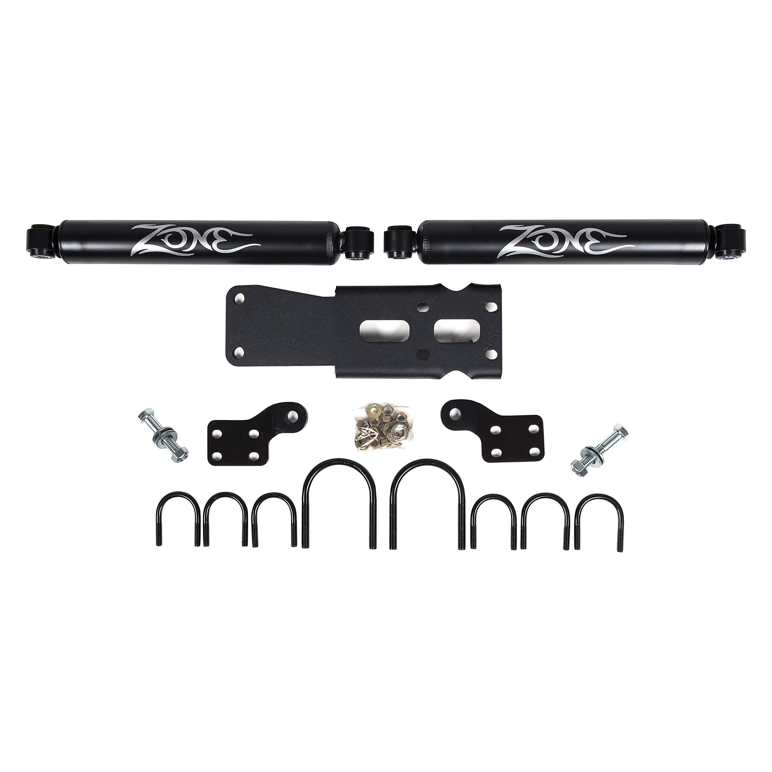 Zone Offroad Dual Steering Stabilizer Kit - Heavy Duty Stabilizer for Trucks & Jeeps - Improves Handling & Control on Rough Terrain - Perfect for Off-Roading & Rock Crawling