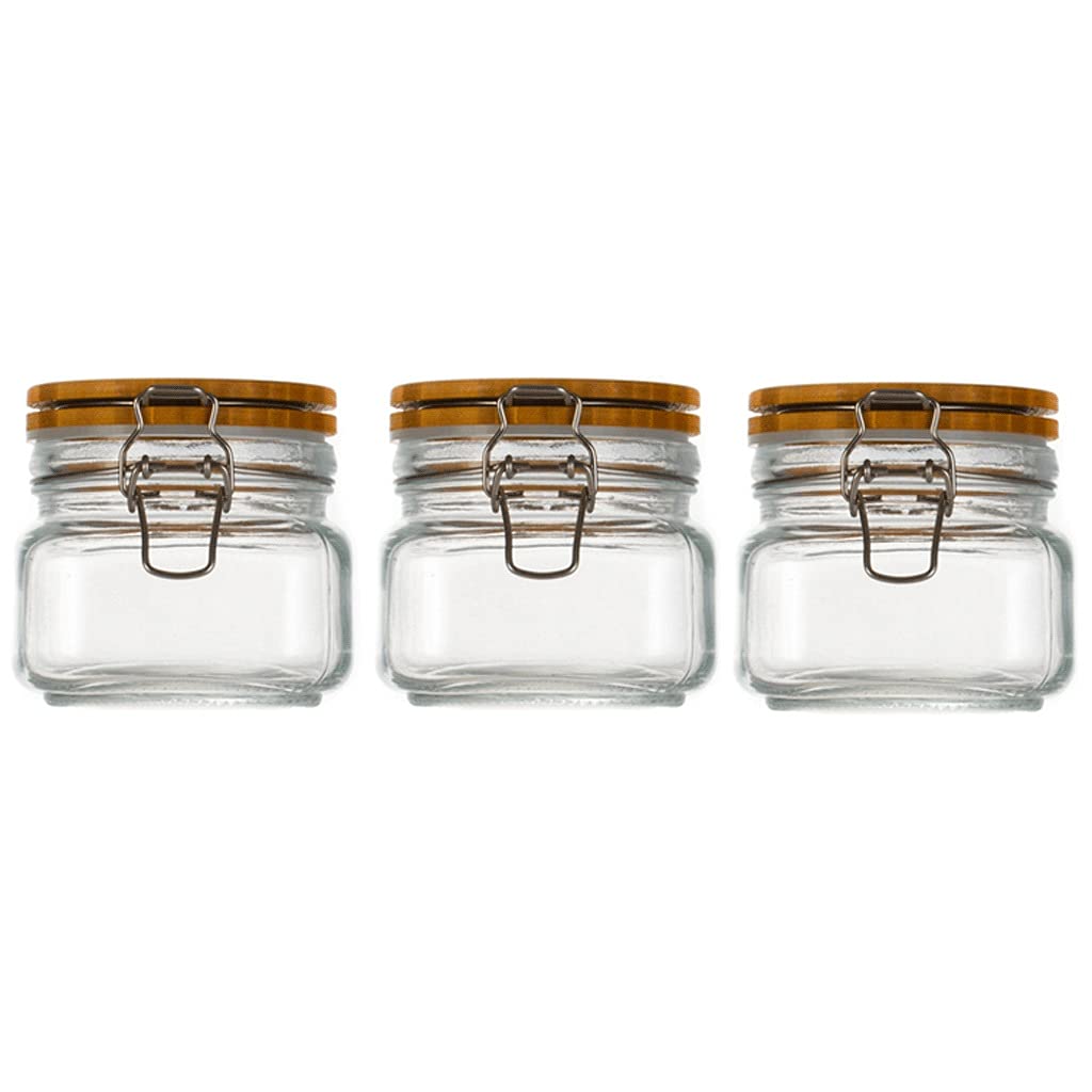 Das Bliss 3-Pack Square Glass Food Storage Jars with Airtight Lids - 500ml Kitchen Canisters for Sugar, Coffee, Cookies | Perfect for Pantry Organization, Baking Ingredients & Bulk Food Storage