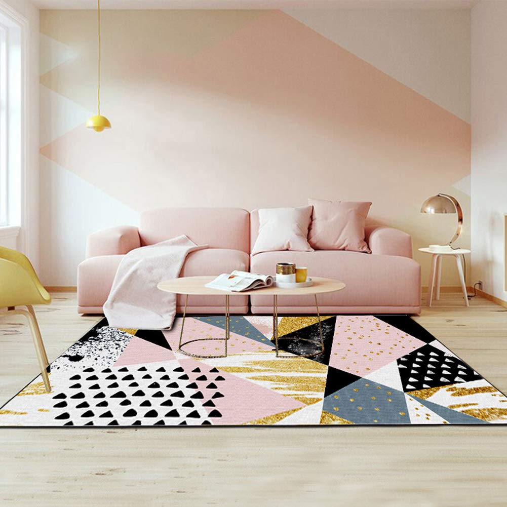 Luxury Imitation Marble Golden Stripes Area Rug - 5x7 Feet Soft Floor Mat for Bedroom, Living Room, Kitchen - Non-Slip Home Decor Carpet for Cozy Spaces (150x200cm)