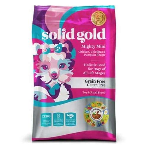 Premium Solid Gold Mighty Mini Chicken, Chickpea & Pumpkin Recipe Dry Dog Food - 1.8kg (4 lbs) High Protein Grain-Free Kibble for Small Breed Dogs - Perfect for Puppies & Adult Dogs with Sensitive Stomachs