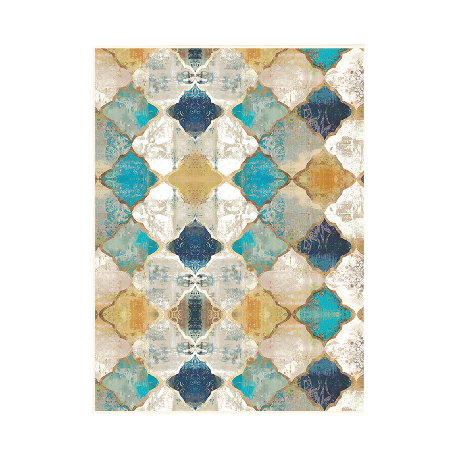 SONGBIRDTH Moroccan Geometric Ethnic Style Area Rug - Non-Slip Living Room Carpet, Bedroom Decor, Bathroom Mat (45x75cm) - Perfect for Boho Home Decor, Cozy Spaces & Modern Interior Design