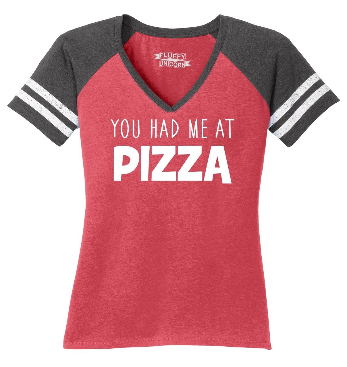 Funny Pizza Lover T-Shirt for Women - 'You Had Me at Pizza' Comical V-Neck Tee - Perfect for Casual Wear, Pizza Parties & Gifts