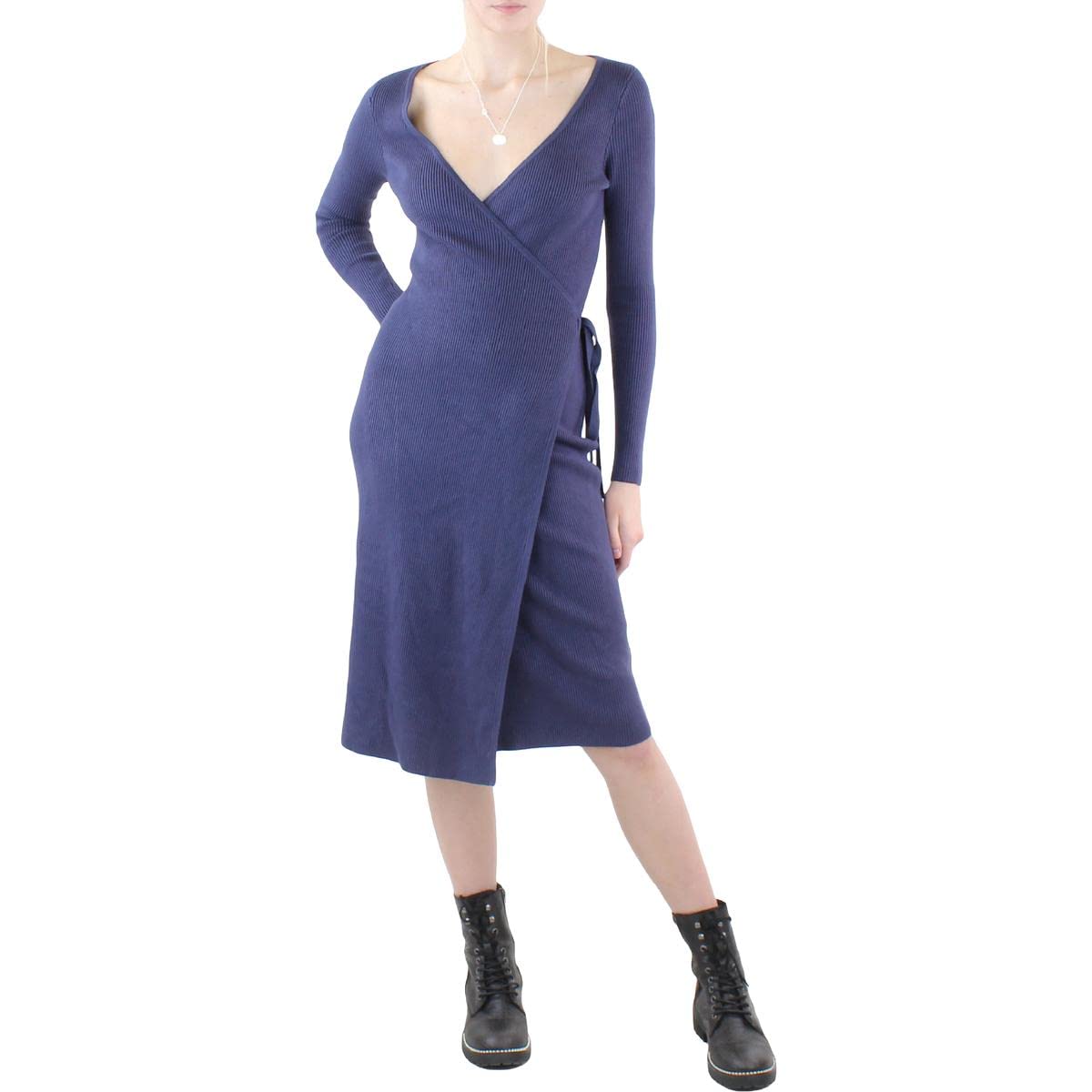 GUESS Women's Long Sleeve Wrap Sweater Dress - Cozy Knit Pullover for Fall & Winter, Perfect for Office, Date Night and Casual Outings