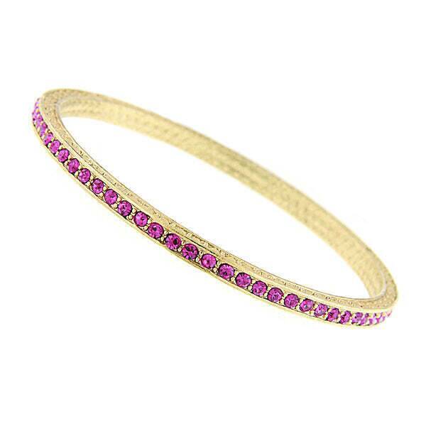 1928 Jewelry Fuchsia Austrian Crystal Bangle Bracelet for Women - Elegant Fashion Accessory for Parties, Weddings & Special Occasions