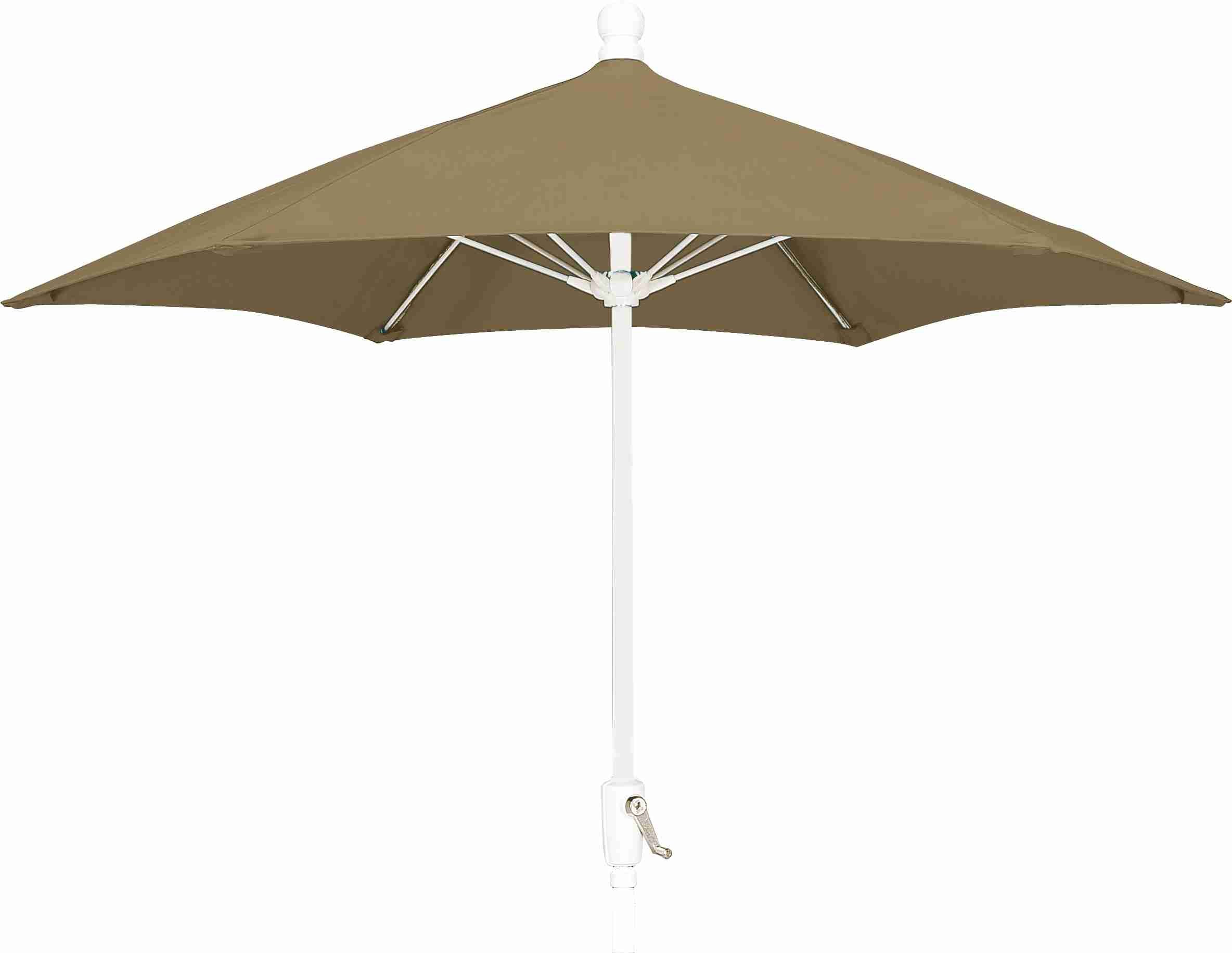 FiberBuilt 9 Foot Patio Umbrella with Beige Canopy & White Pole - Outdoor Garden, Poolside, and Backyard Shade Solution