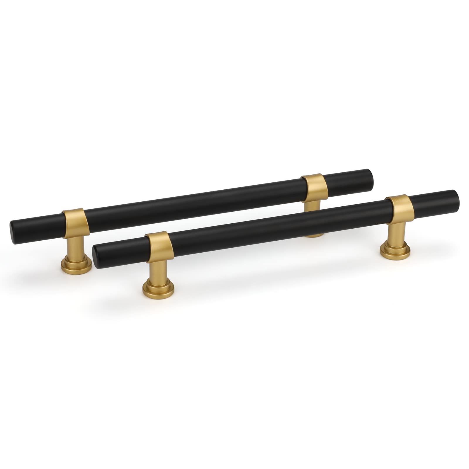 Black & Gold Cabinet Pulls 5 Inch - Modern Zinc Alloy Handles for Kitchen, Bathroom & Dresser
