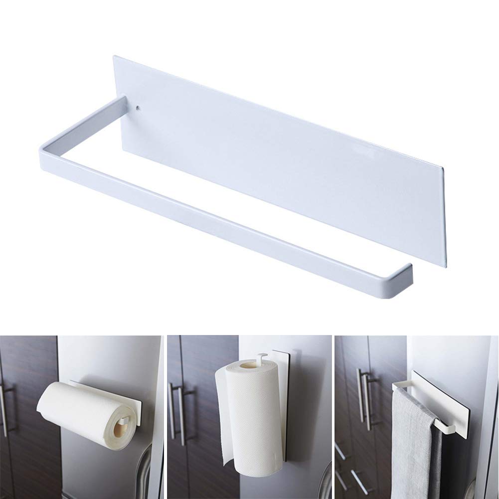 GWOKWAI Wall Mount Paper Towel Holder - Self Adhesive Metal Kitchen & Bathroom Tissue Roll Stand - No Drill Installation for Home, Office, Restaurant Use