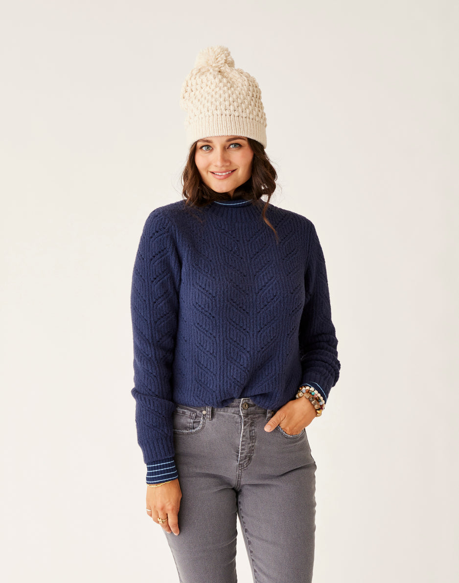 Monroe Women's Navy Blue Sweater - Soft Knit Pullover for Fall & Winter | Cozy Casual Wear for Office, Travel & Everyday Outfits